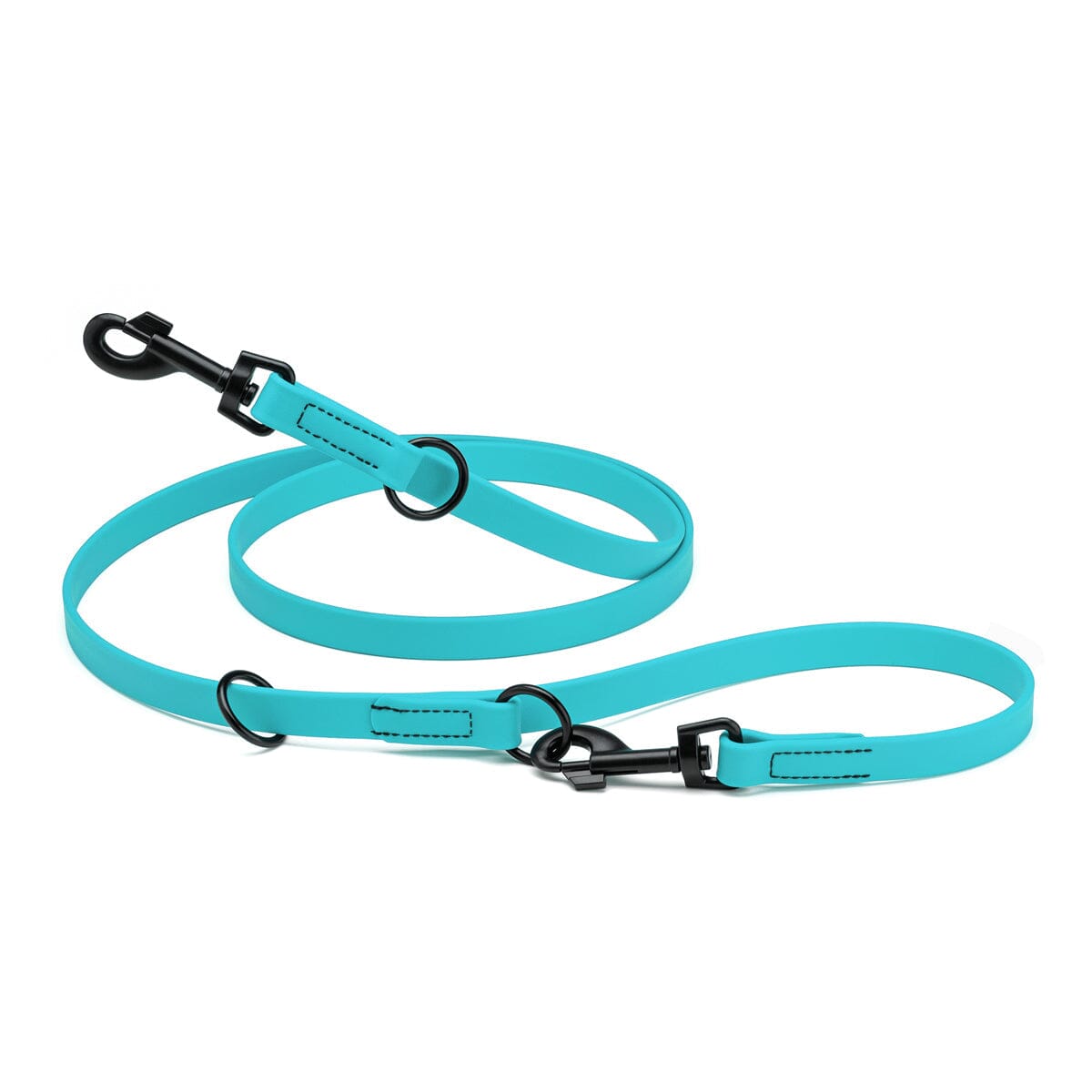 Biothane Adjustable Multi-Purpose Dog Leash with Black Hardware, 7FT Sky Blue Dog Leashes Dogline