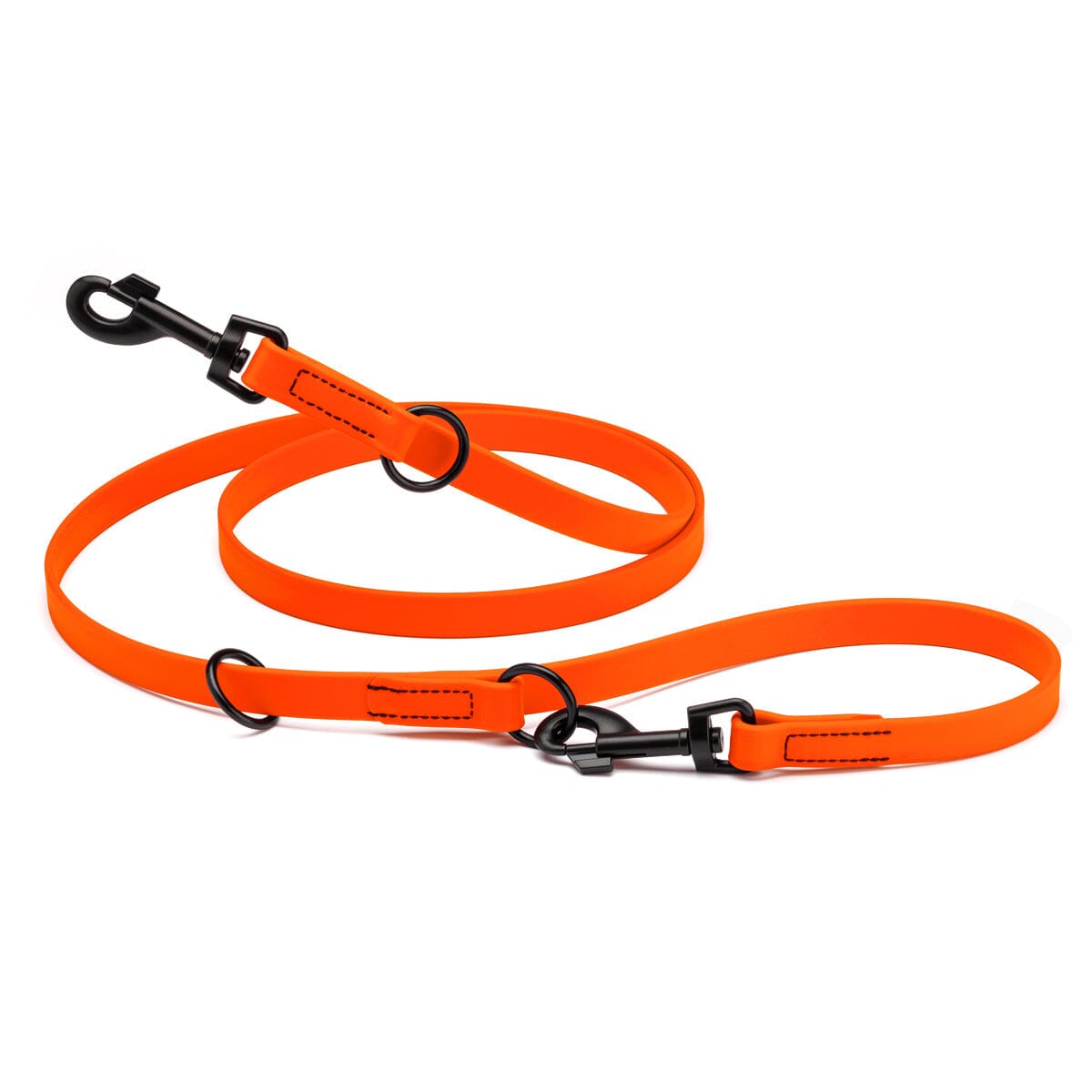 Biothane Adjustable Multi-Purpose Dog Leash with Black Hardware, 7FT Hunter Orange Dog Leashes Dogline
