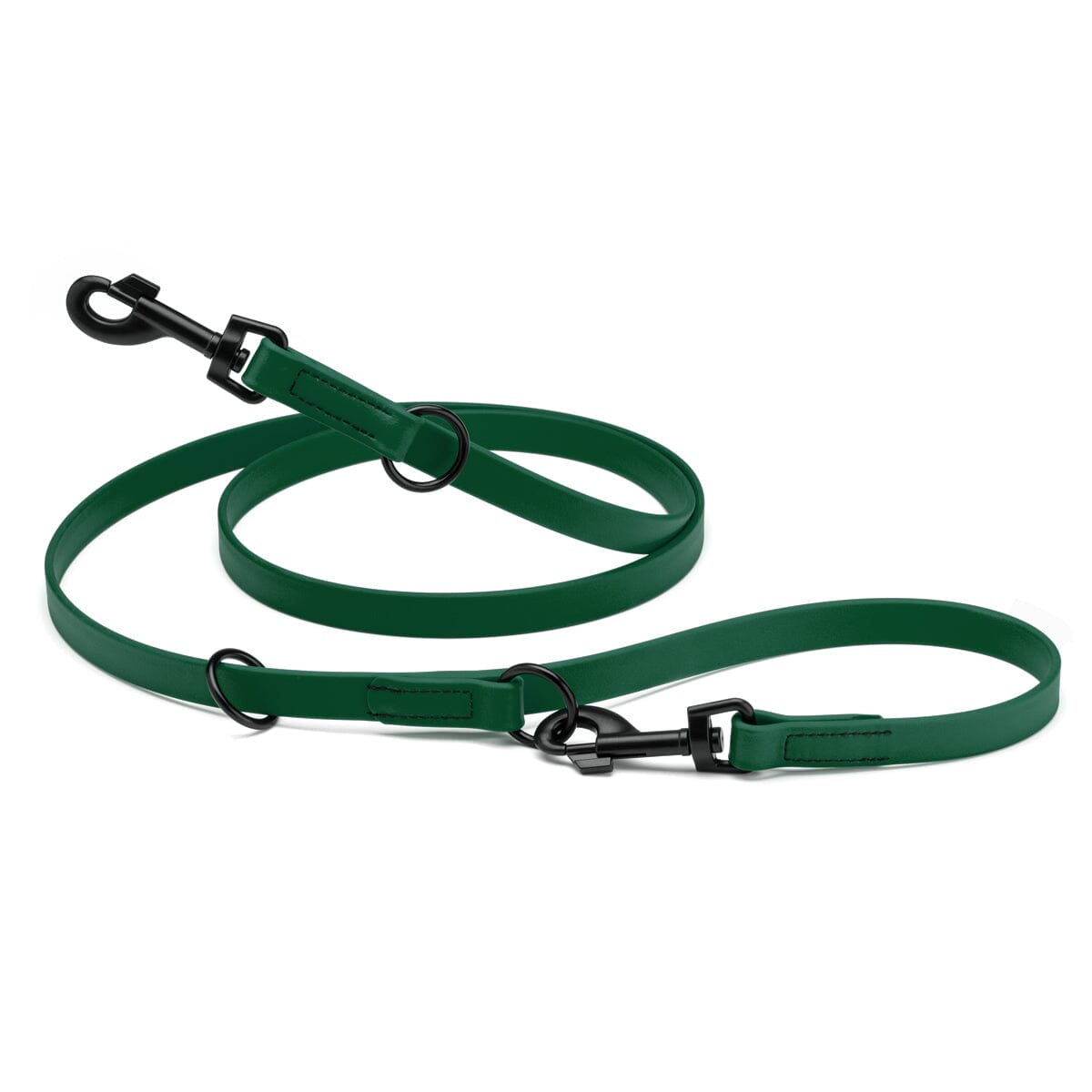 Biothane Adjustable Multi-Purpose Dog Leash with Black Hardware, 7FT Hunter Green Dog Leashes Dogline