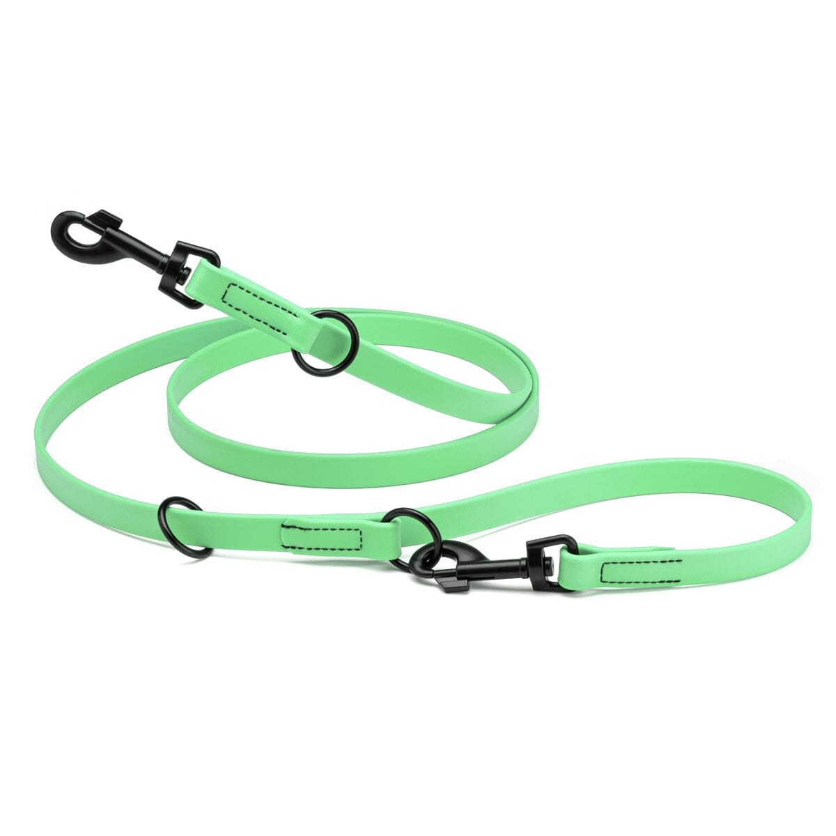 Biothane Adjustable Multi-Purpose Dog Leash with Black Hardware, 7FT Sea Foam Green Dog Leashes Dogline