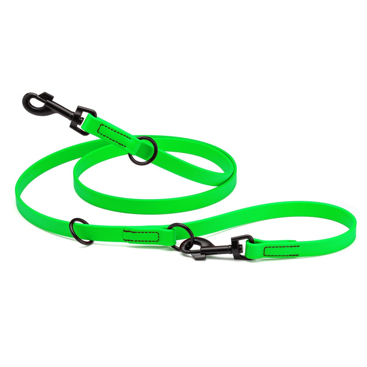 Biothane Adjustable Multi-Purpose Dog Leash with Black Hardware, 7FT Tropical Green Dog Leashes Dogline