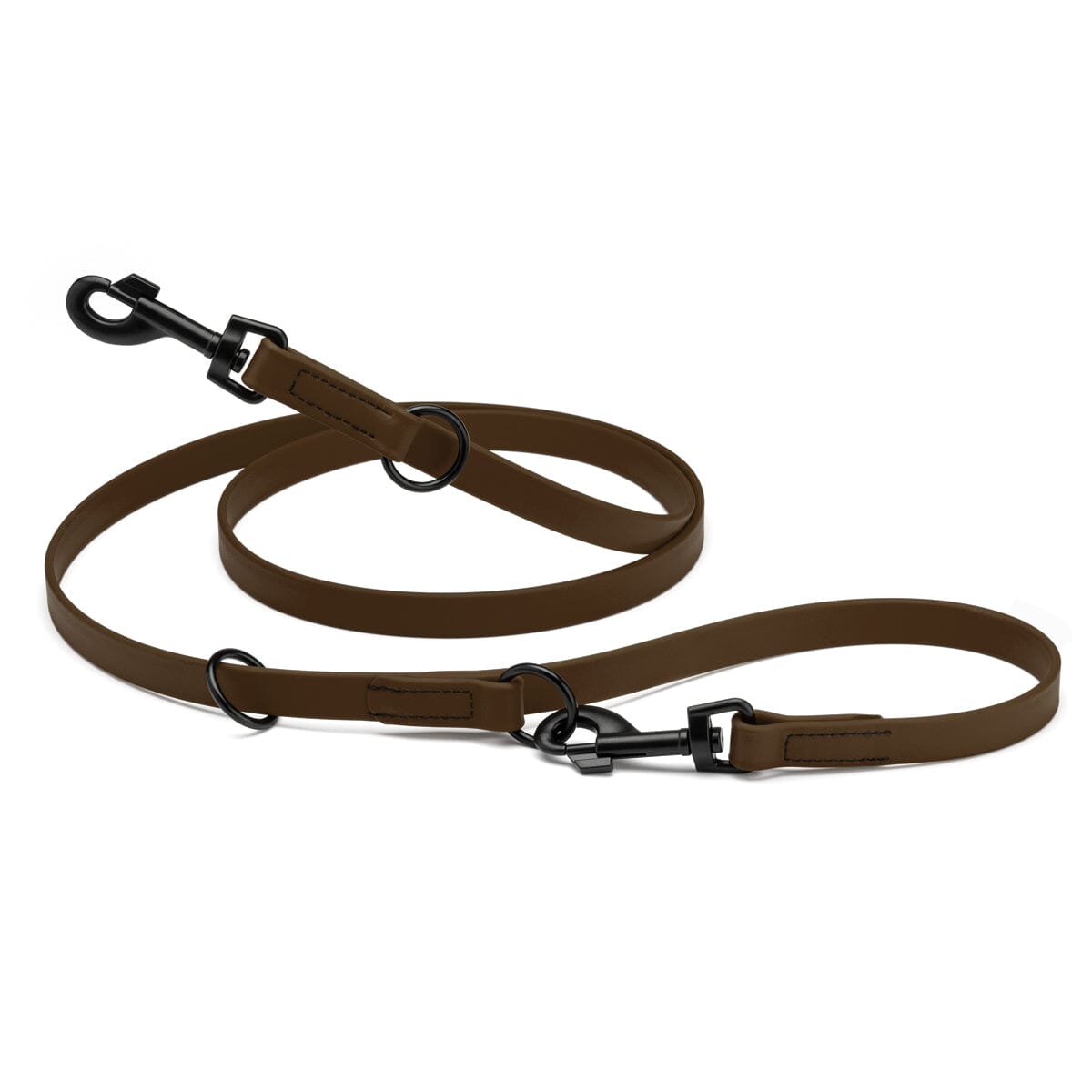 Biothane Adjustable Multi-Purpose Dog Leash with Black Hardware, 7FT Dark Chocolate Brown Dog Leashes Dogline
