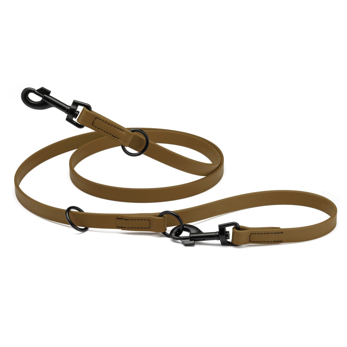 Biothane Adjustable Multi-Purpose Dog Leash with Black Hardware, 7FT Coyote Brown Dog Leashes Dogline