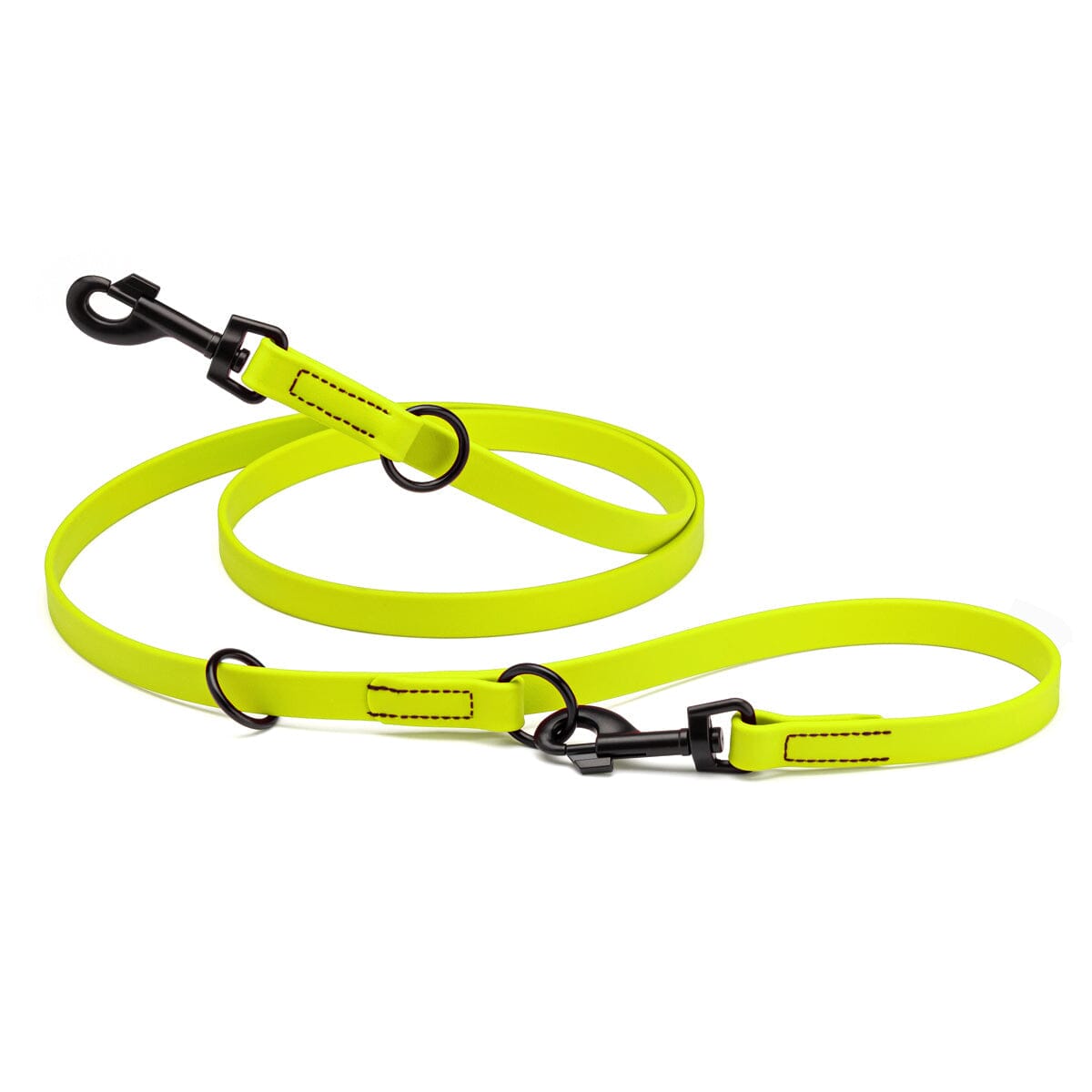 Biothane Adjustable Multi-Purpose Dog Leash with Black Hardware, 7FT Safety Yellow Dog Leashes Dogline