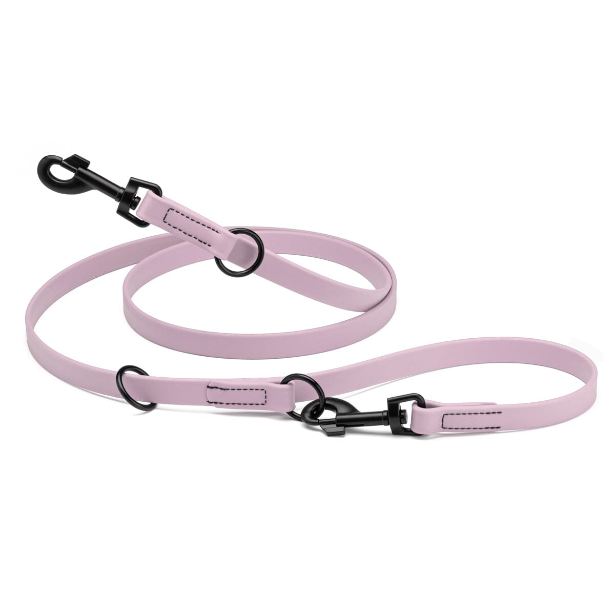 Biothane Adjustable Multi-Purpose Dog Leash with Black Hardware, 7FT Pastel Purple Dog Leashes Dogline