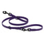 Biothane Adjustable Multi-Purpose Dog Leash with Black Hardware, 7FT Violet Purple Dog Leashes Dogline
