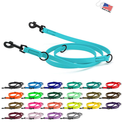 Biothane Adjustable Multi-Purpose Dog Leash with Black Hardware, 7FT Dog Leashes Dogline