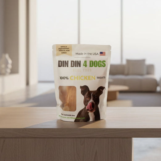Chicken Treats Dog Treats, 5 Ounce Bag, Single Ingredient, High Protein Dog Food Din Din 4 Dogs