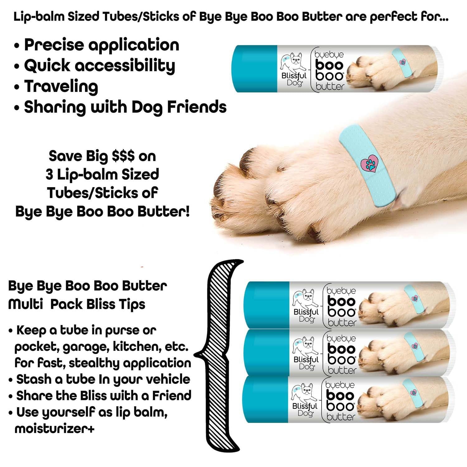 1 Dog Bye Bye Boo Boo Butter .15 OZ TUBE BOO BOO BUTTER The Blissful Dog