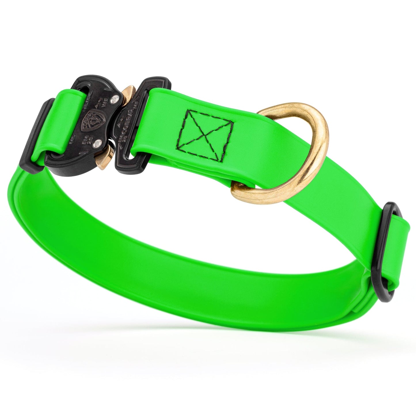Viper BioThane Dog Collar with Cobra Metal Buckle – Odor Resistant and Waterproof Tropical Green Dog Collars Dogline