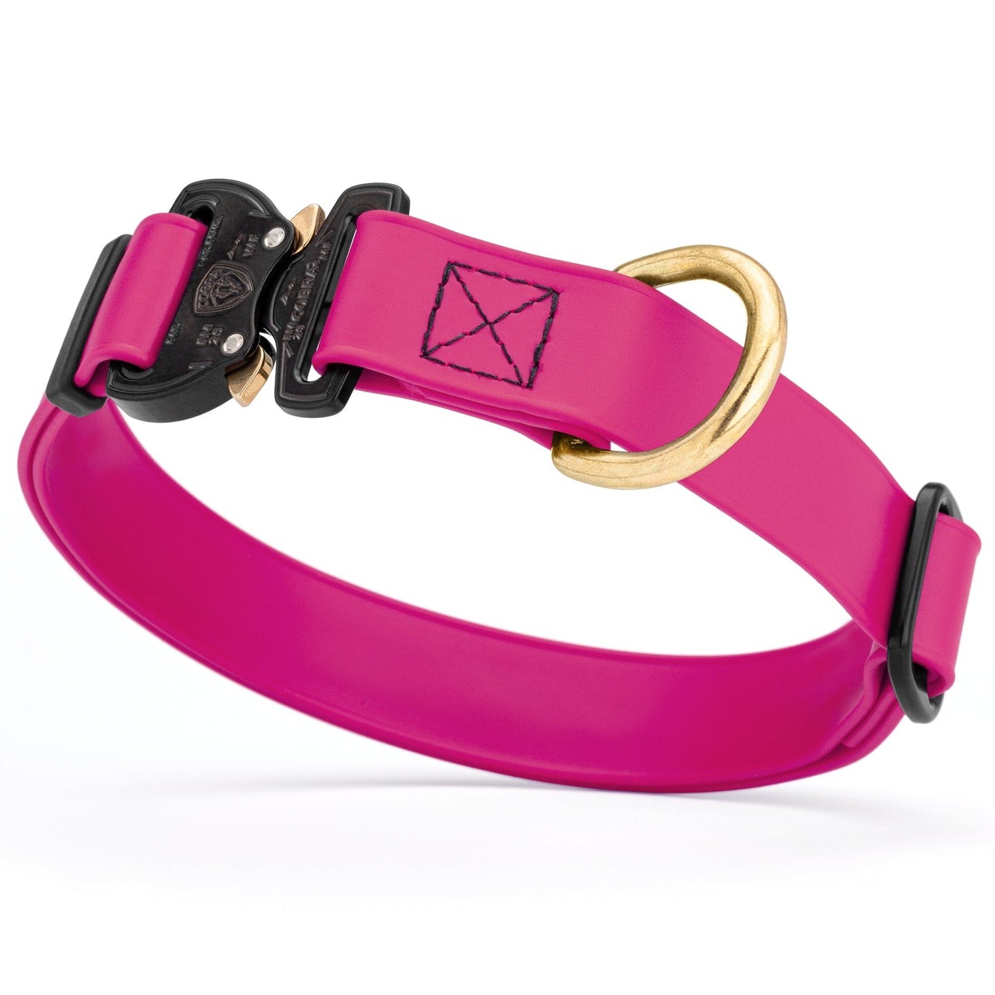 Viper BioThane Dog Collar with Cobra Metal Buckle – Odor Resistant and Waterproof Magenta Pink Dog Collars Dogline