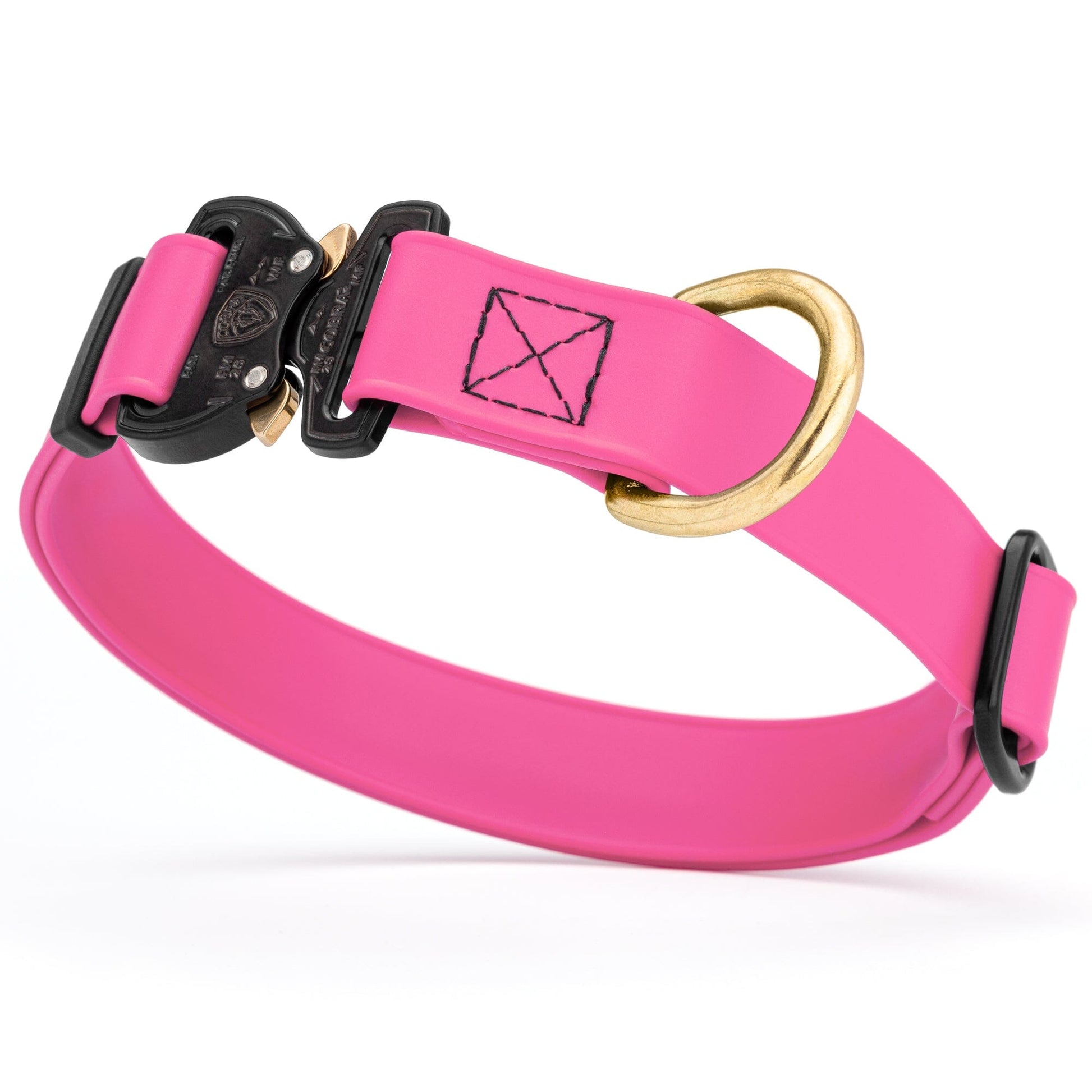 Viper BioThane Dog Collar with Cobra Metal Buckle – Odor Resistant and Waterproof Passionfruit Pink Dog Collars Dogline