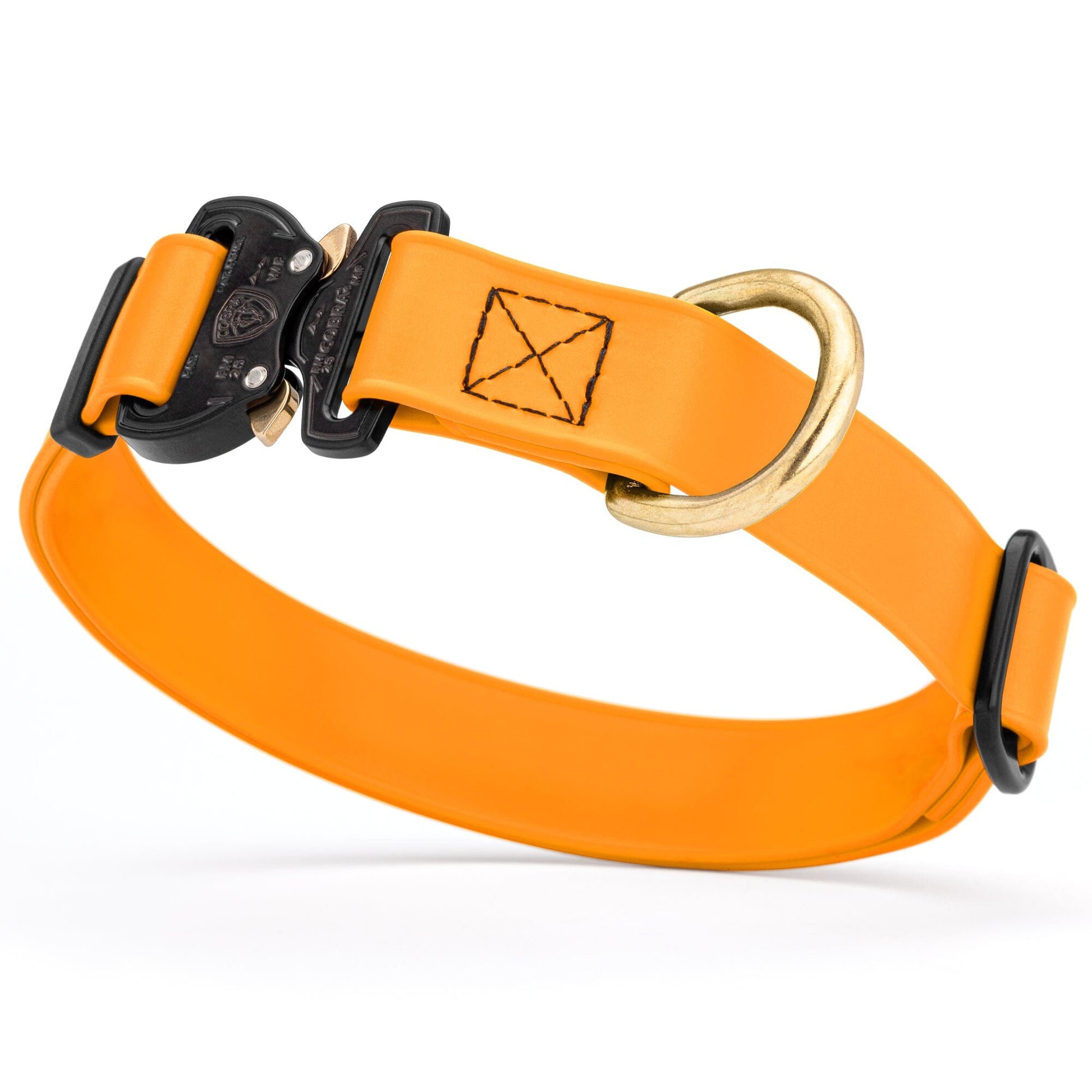 Viper BioThane Dog Collar with Cobra Metal Buckle – Odor Resistant and Waterproof Tangerine Orange Dog Collars Dogline