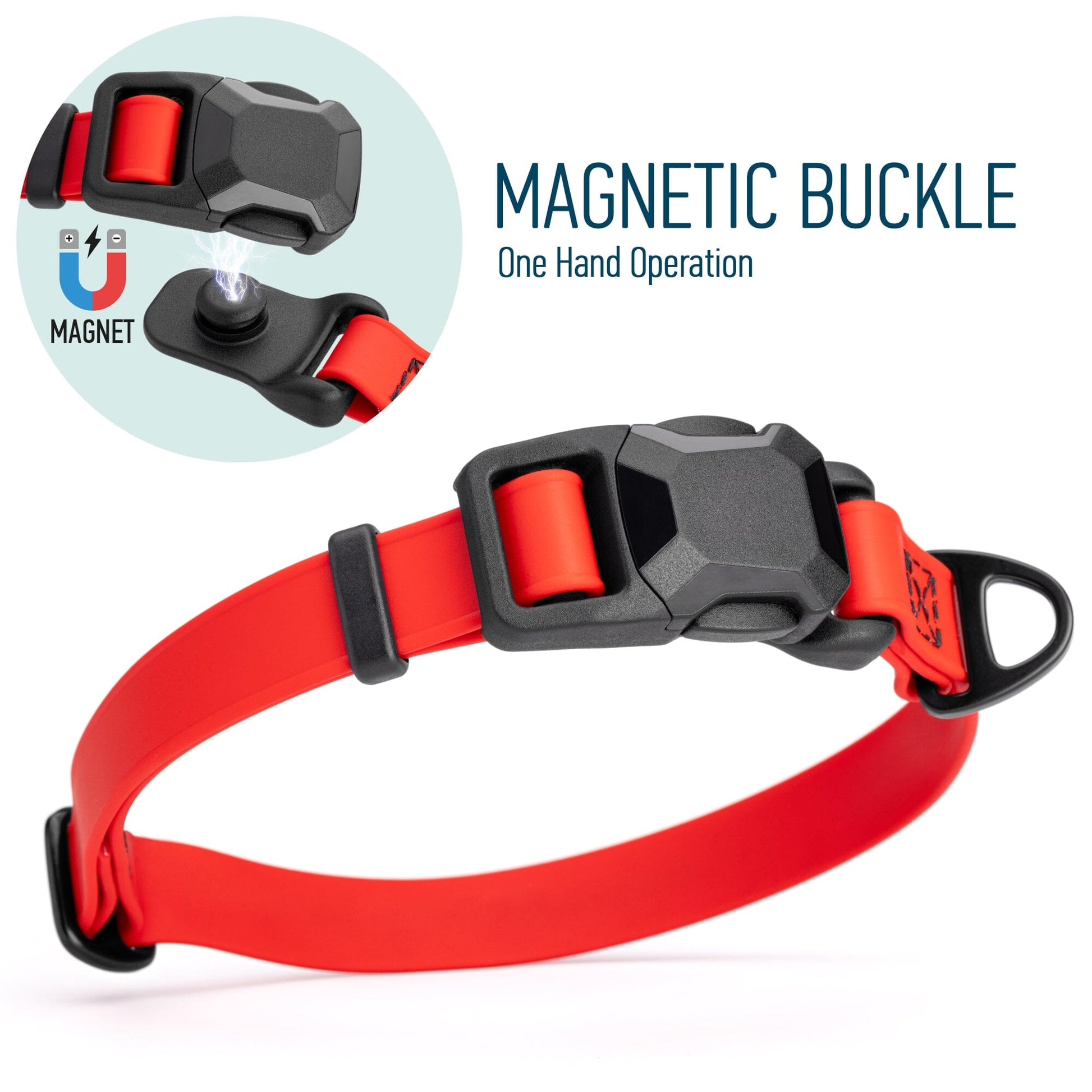 Biothane Waterproof Dog Collar with Magnetic Quick Release Buckle W 3 4" x L 12-19" Cherry Red Dog Collars Dogline