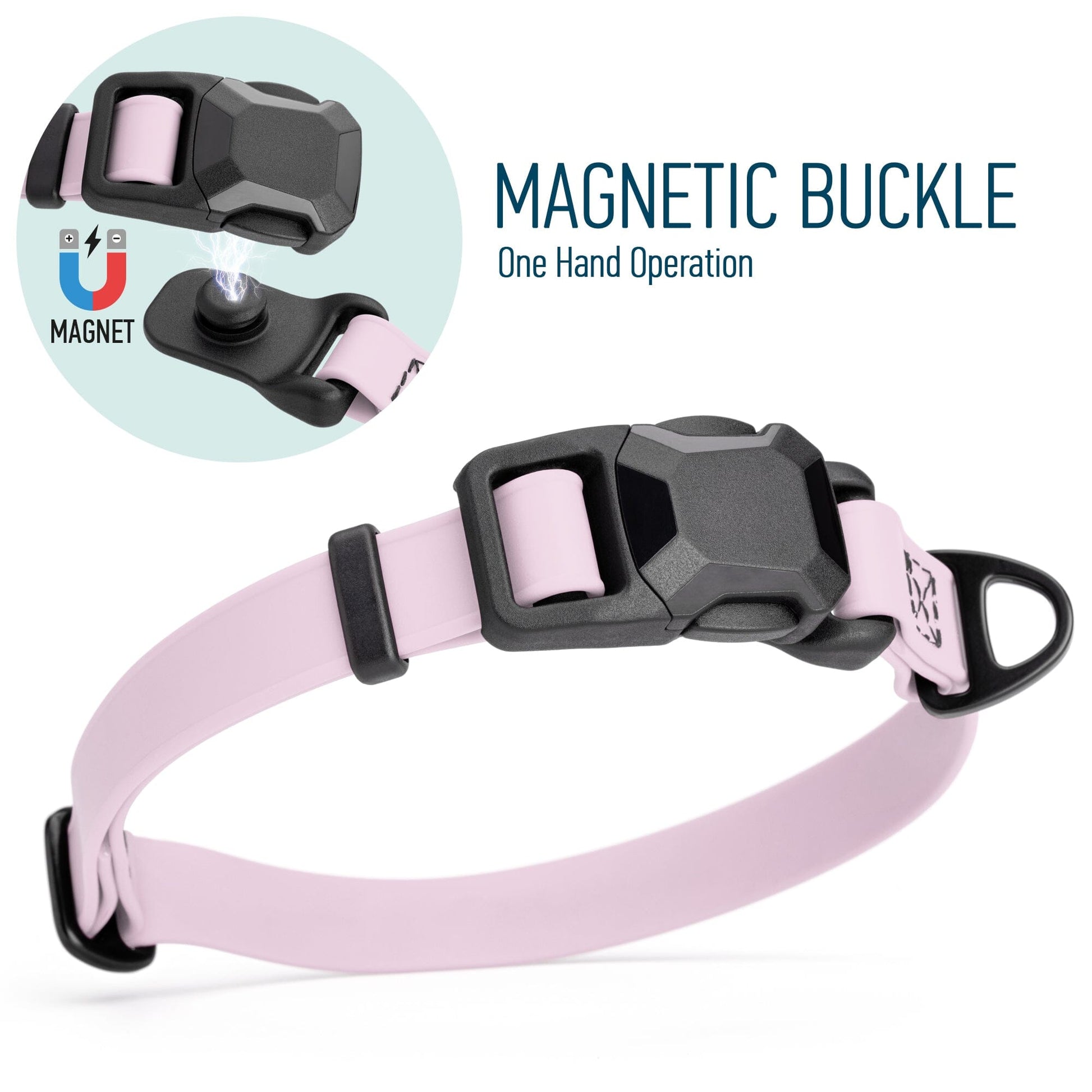 Biothane Waterproof Dog Collar with Magnetic Quick Release Buckle W 3 4" x L 12-19" Pastel Purple Dog Collars Dogline