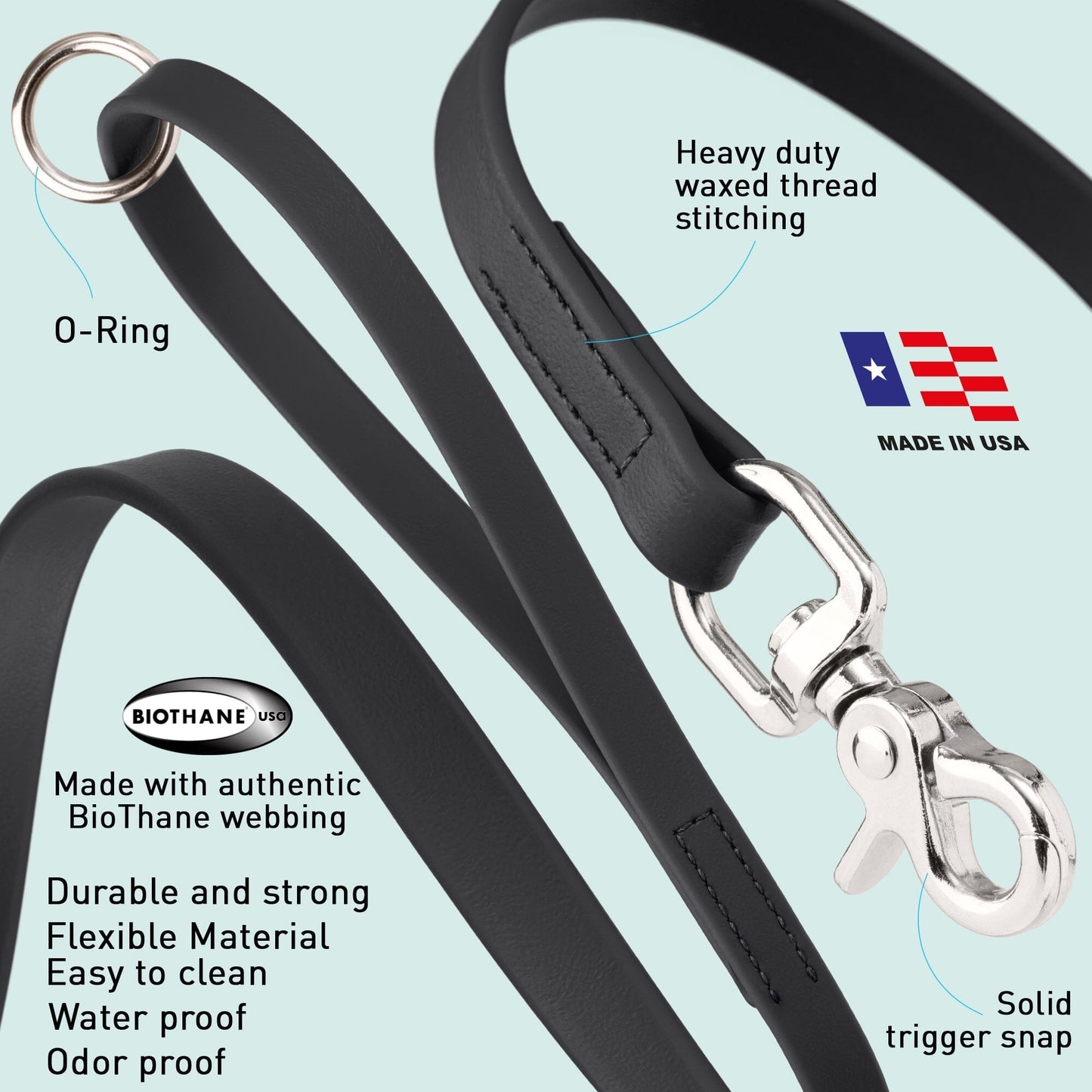 Biothane Dog Leash with Nickel Scissor Snap – 4 FT and 6 FT Dog Leashes Dogline