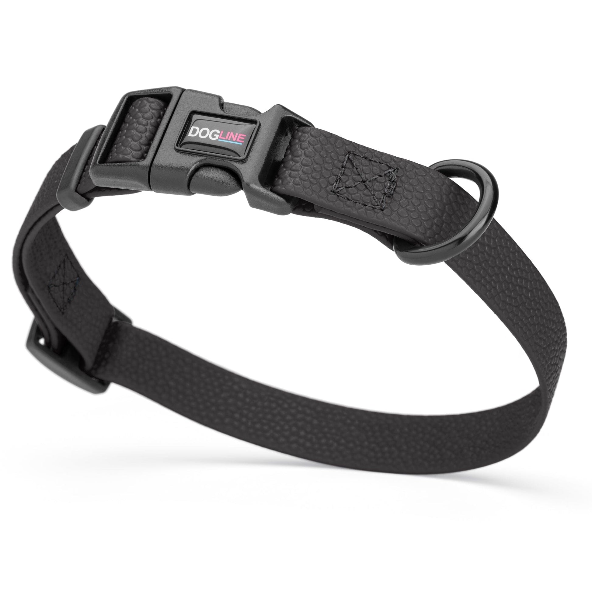 Pebble Emboss Biothane Dog Collar with Quick Release Buckle 3 4"W by 12-19"L Black Dog Collars Dogline