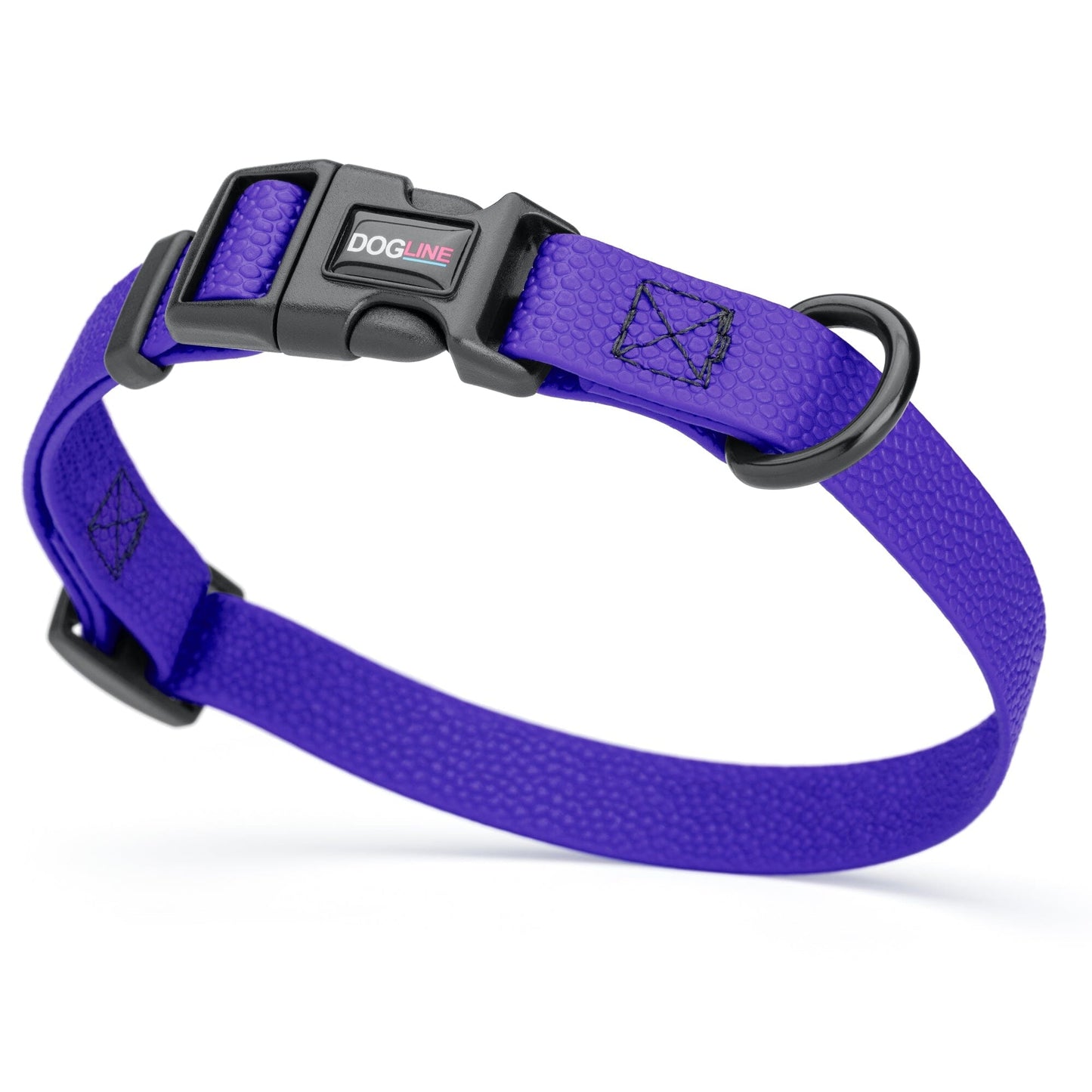 Pebble Emboss Biothane Dog Collar with Quick Release Buckle 3 4"W by 12-19"L Blueberry Royal Dog Collars Dogline