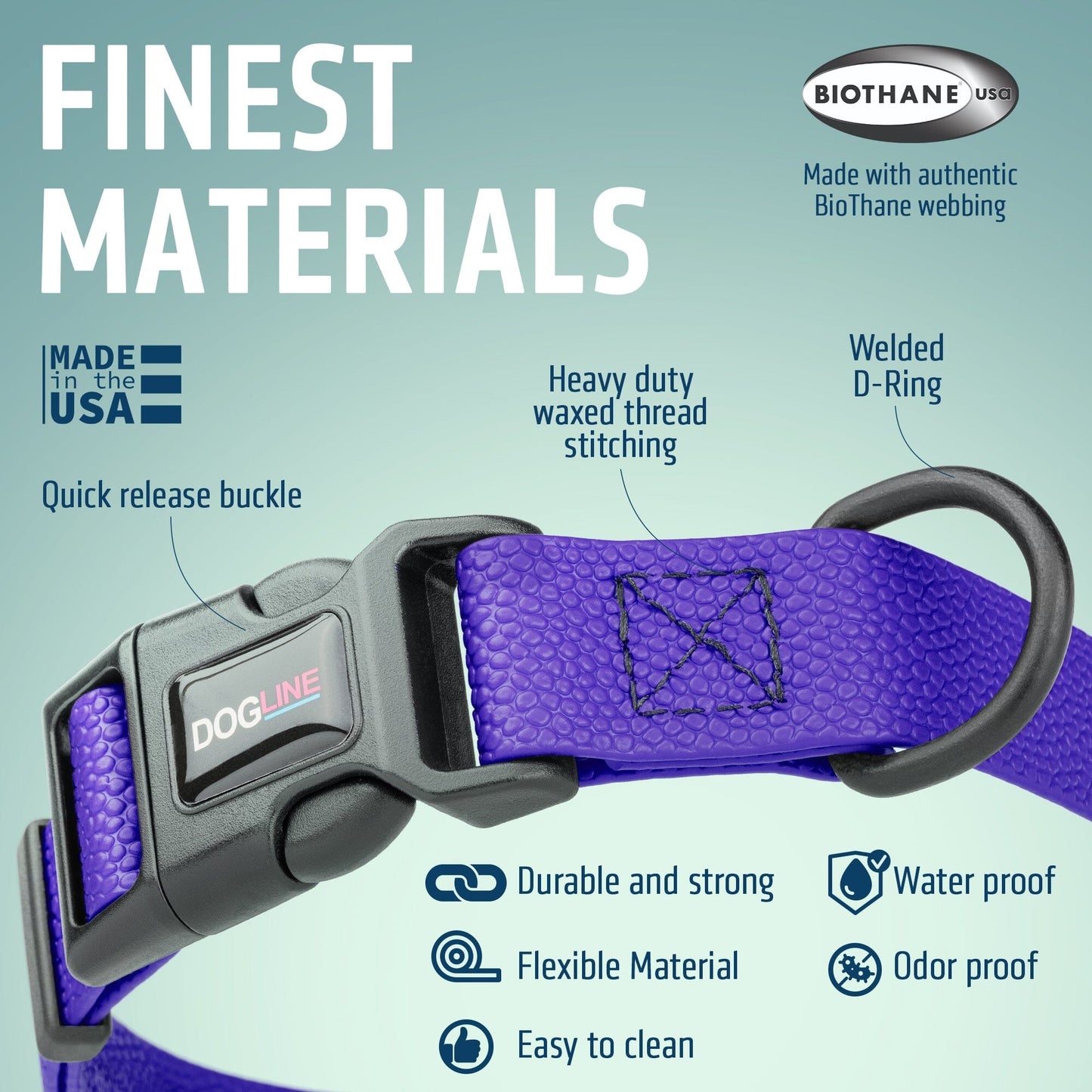 Pebble Emboss Biothane Dog Collar with Quick Release Buckle Dog Collars Dogline