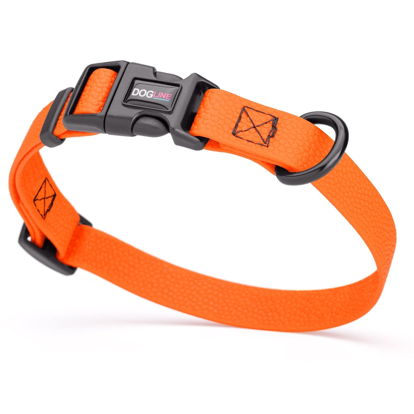 Pebble Emboss Biothane Dog Collar with Quick Release Buckle 3 4"W by 12-19"L Hunter Orange Dog Collars Dogline