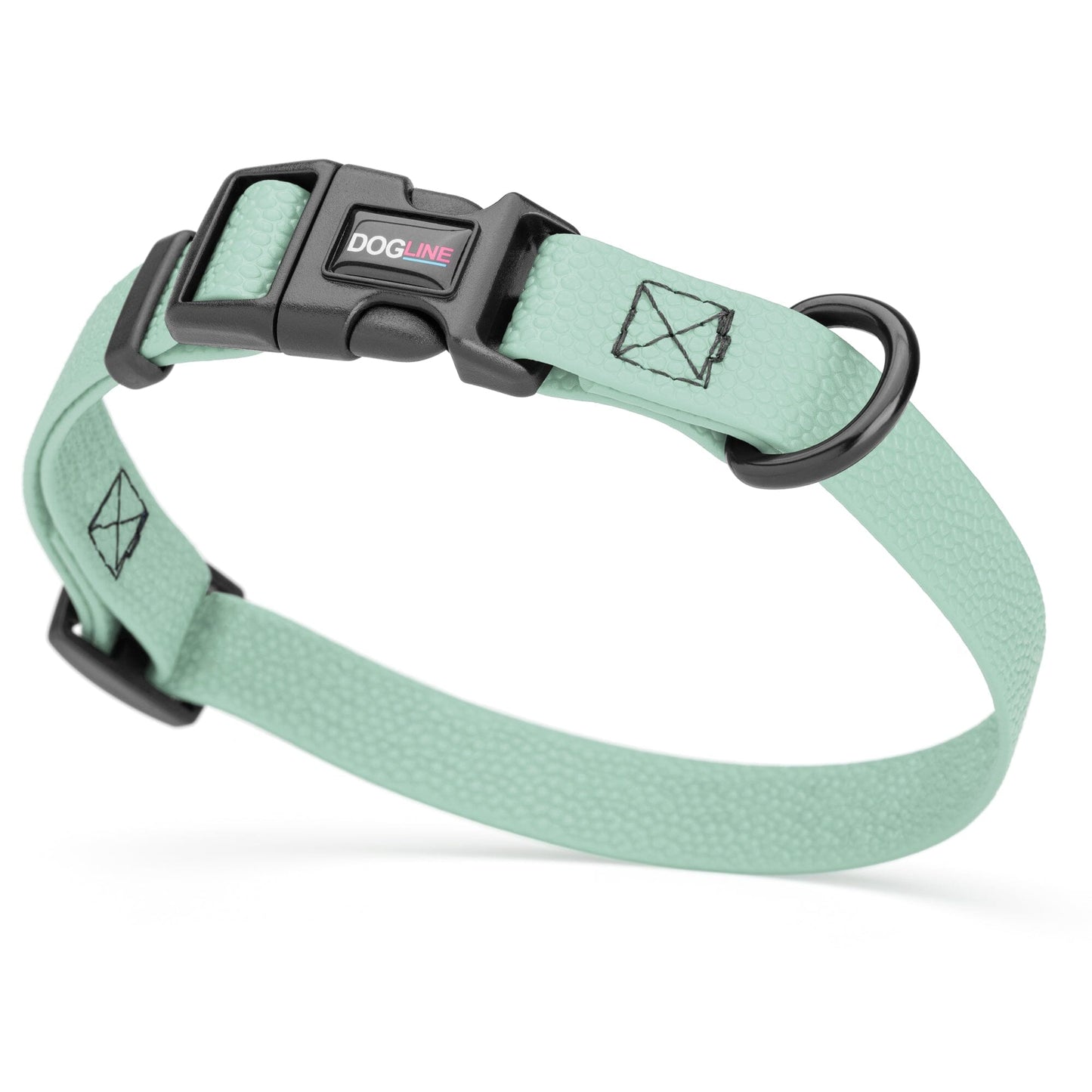 Pebble Emboss Biothane Dog Collar with Quick Release Buckle 3 4"W by 12-19"L Sage Green Dog Collars Dogline