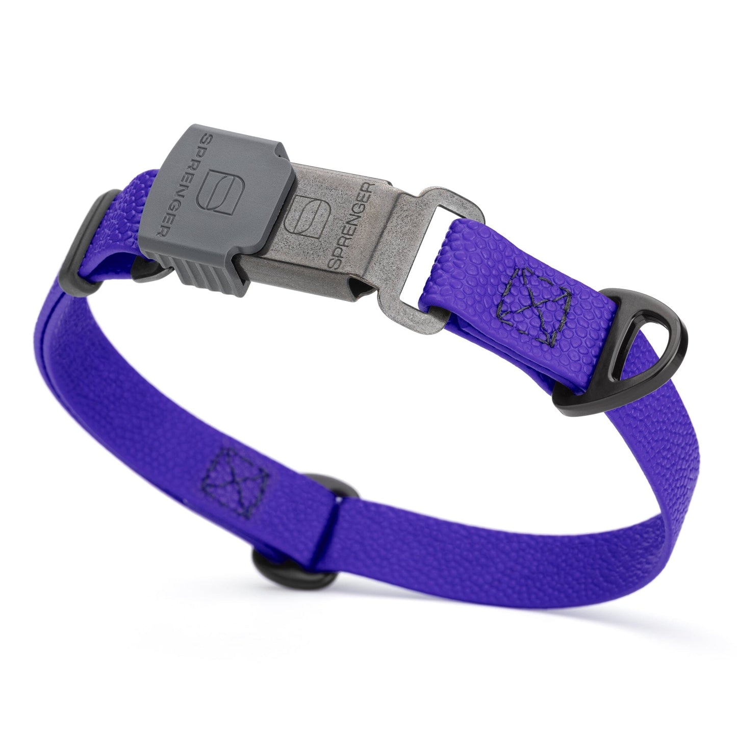 Dogline Pebble Emboss Biothane Dog Collar with Herm Sprenger Stainless Steel ClicLock Buckle 3 4"W by 12-19"L Blueberry Royal Black Buckle Dog Collars Dogline
