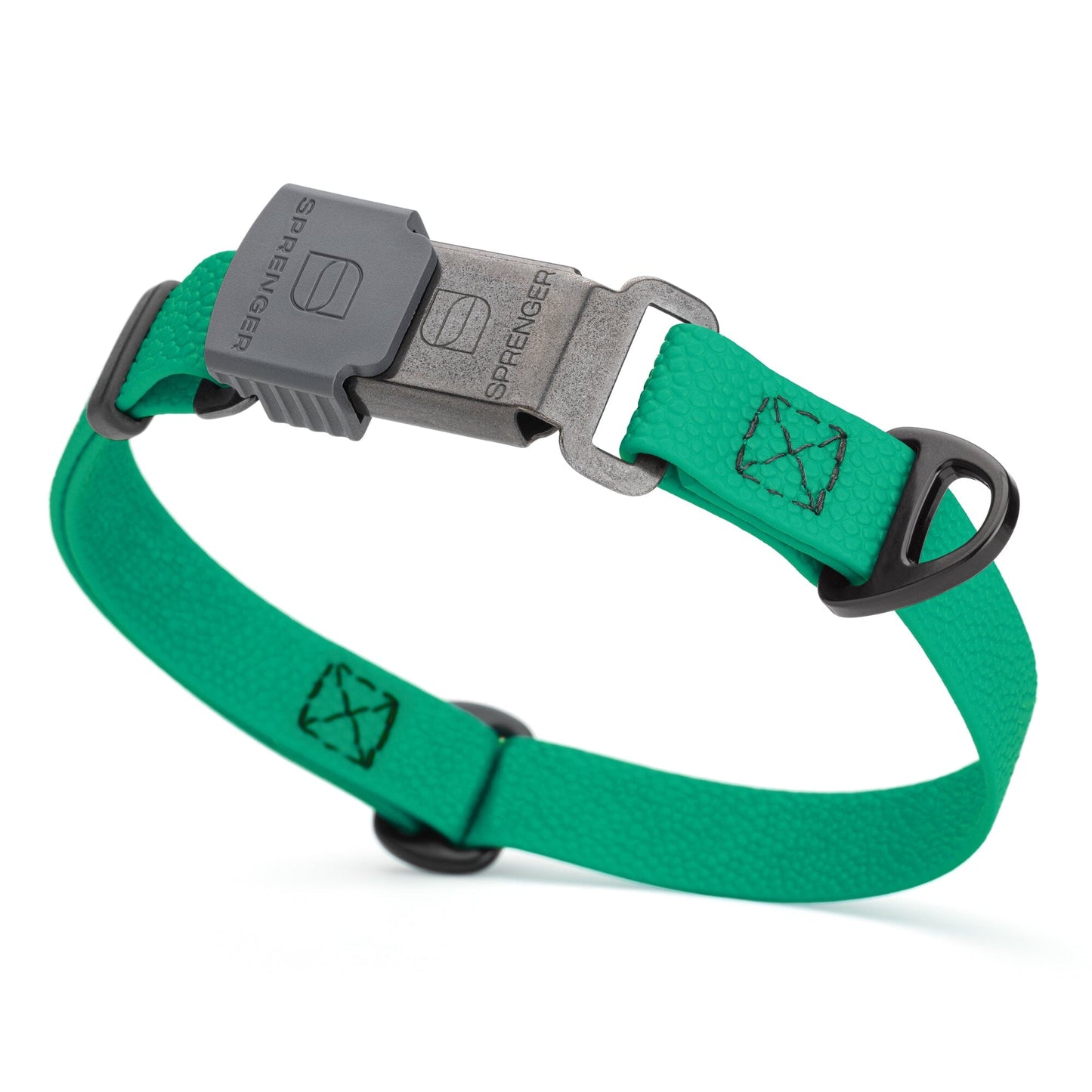 Dogline Pebble Emboss Biothane Dog Collar with Herm Sprenger Stainless Steel ClicLock Buckle 3 4"W by 12-19"L Teal Black Buckle Dog Collars Dogline