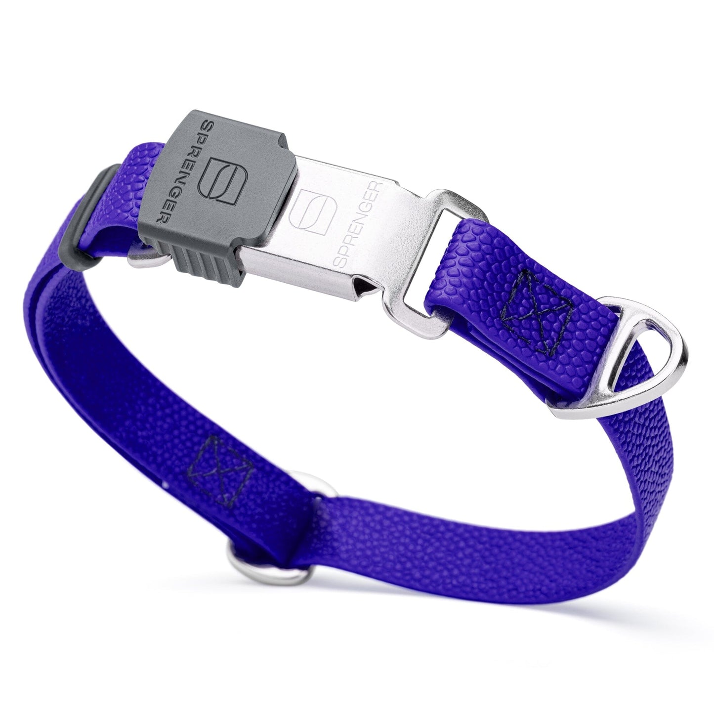 Dogline Pebble Emboss Biothane Dog Collar with Herm Sprenger Stainless Steel ClicLock Buckle 3 4"W by 12-19"L Blueberry Royal Silver Buckle Dog Collars Dogline