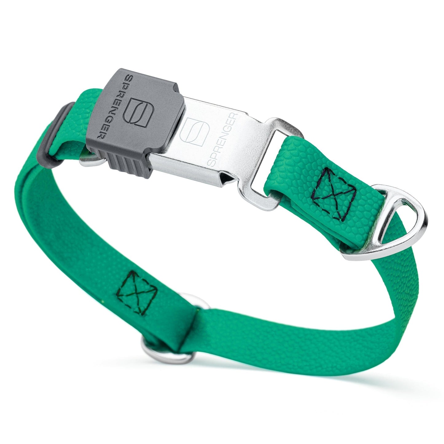 Dogline Pebble Emboss Biothane Dog Collar with Herm Sprenger Stainless Steel ClicLock Buckle 3 4"W by 12-19"L Teal Silver Buckle Dog Collars Dogline