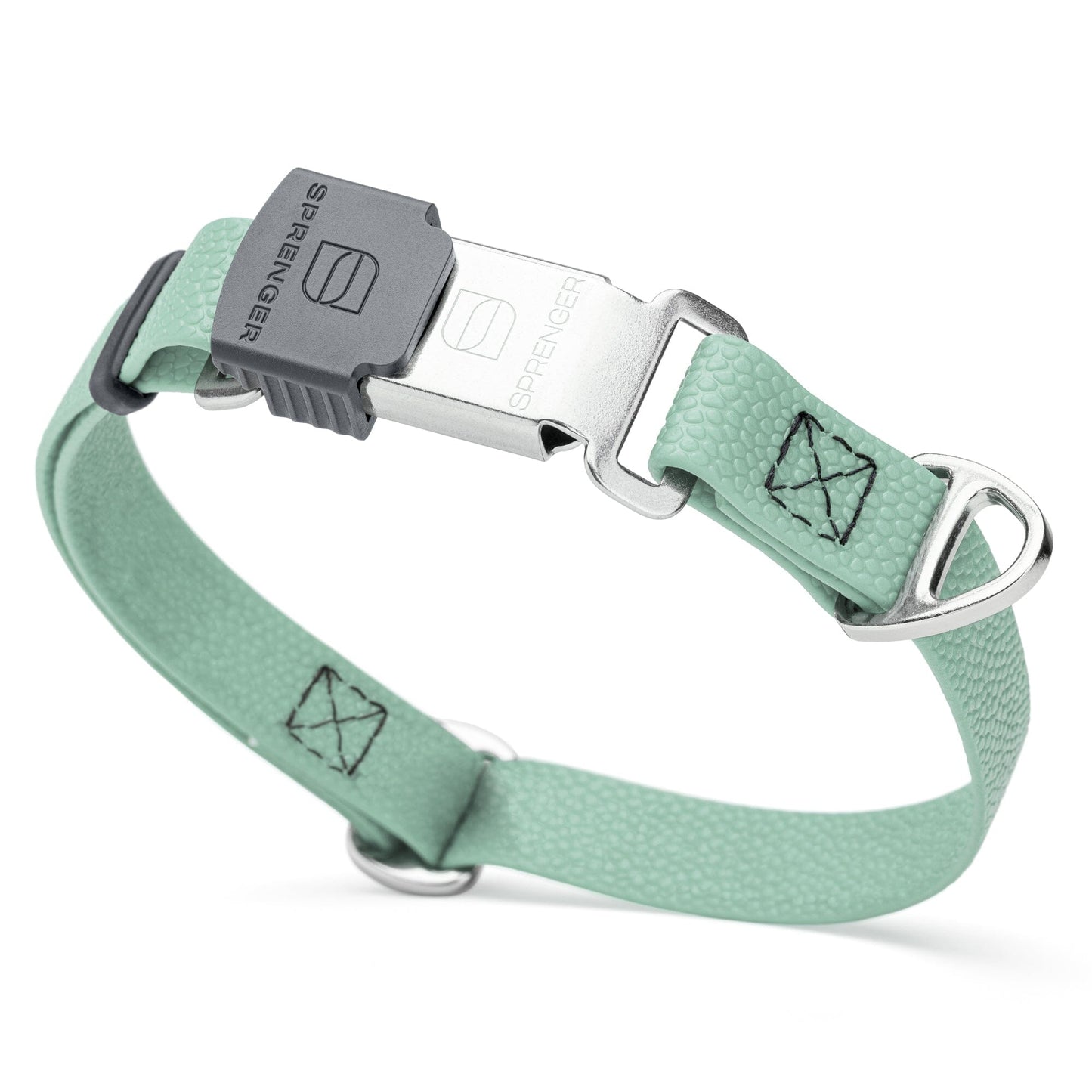 Dogline Pebble Emboss Biothane Dog Collar with Herm Sprenger Stainless Steel ClicLock Buckle 3 4"W by 12-19"L Sage Green Silver Buckle Dog Collars Dogline