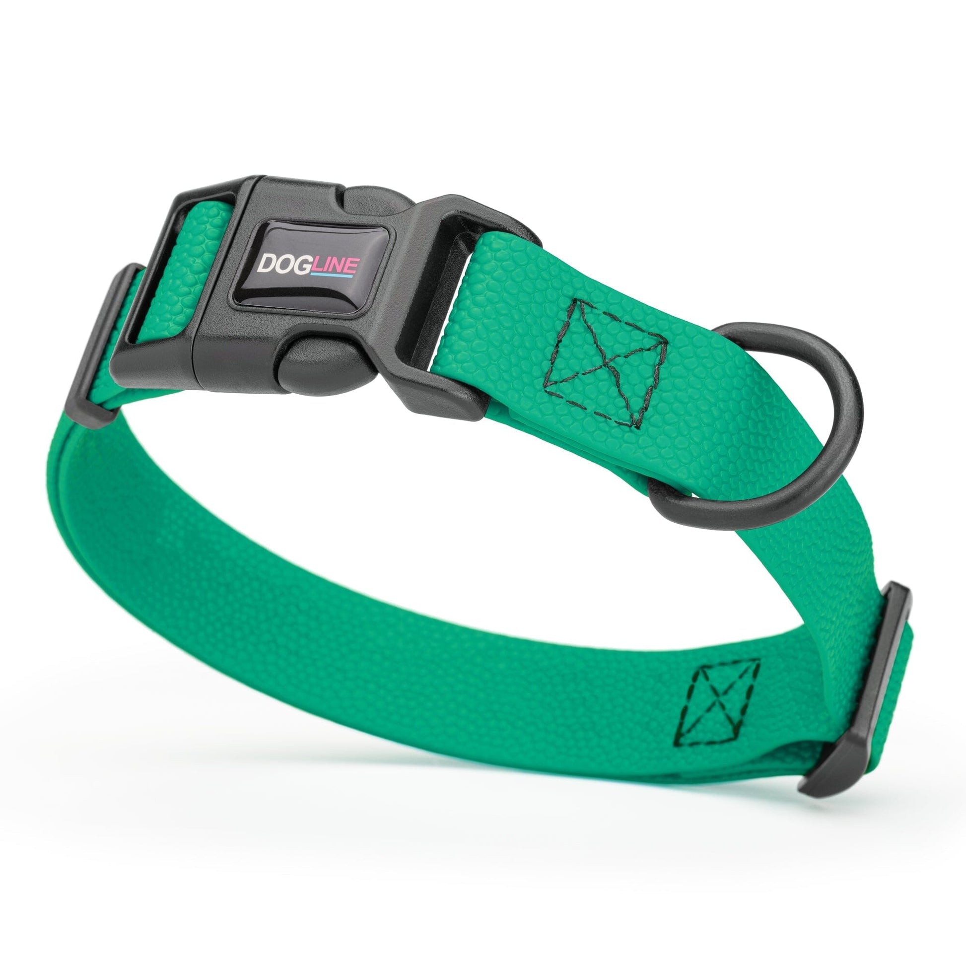Pebble Emboss Biothane Dog Collar with Quick Release Buckle 1"W by 15-25"L Teal Dog Collars Dogline