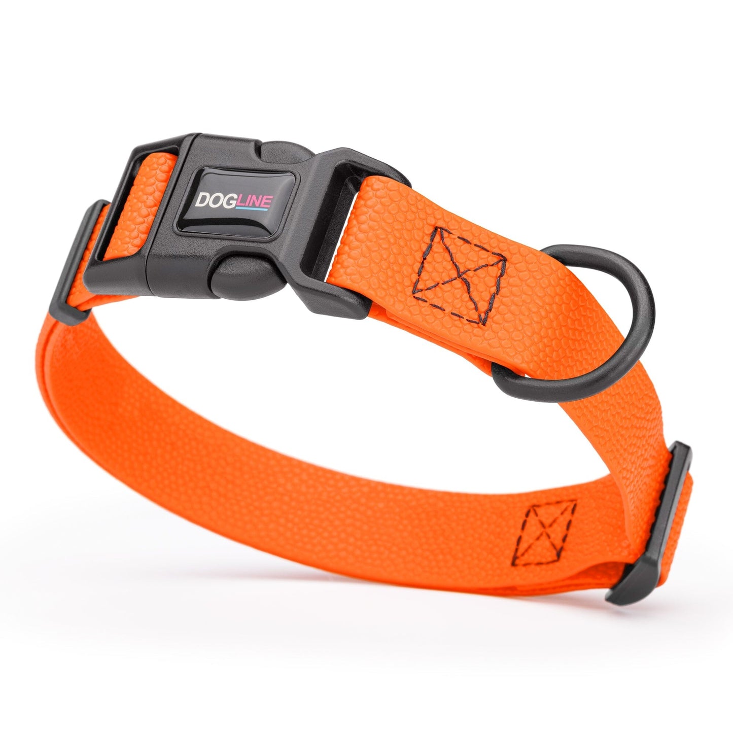 Pebble Emboss Biothane Dog Collar with Quick Release Buckle 1"W by 15-25"L Hunter Orange Dog Collars Dogline