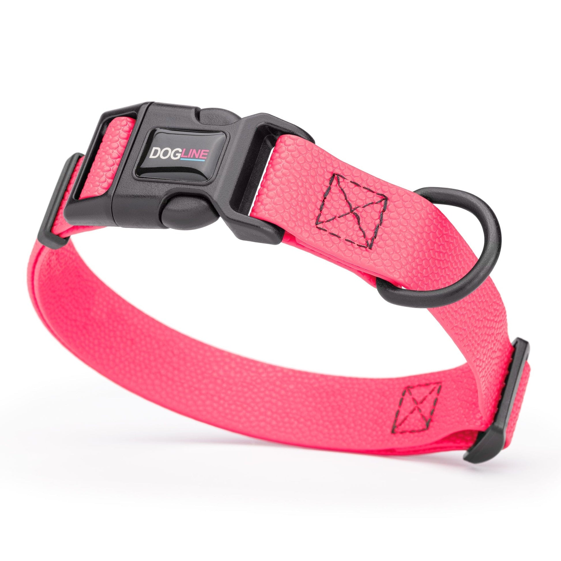 Pebble Emboss Biothane Dog Collar with Quick Release Buckle 1"W by 15-25"L Hot Pink Dog Collars Dogline