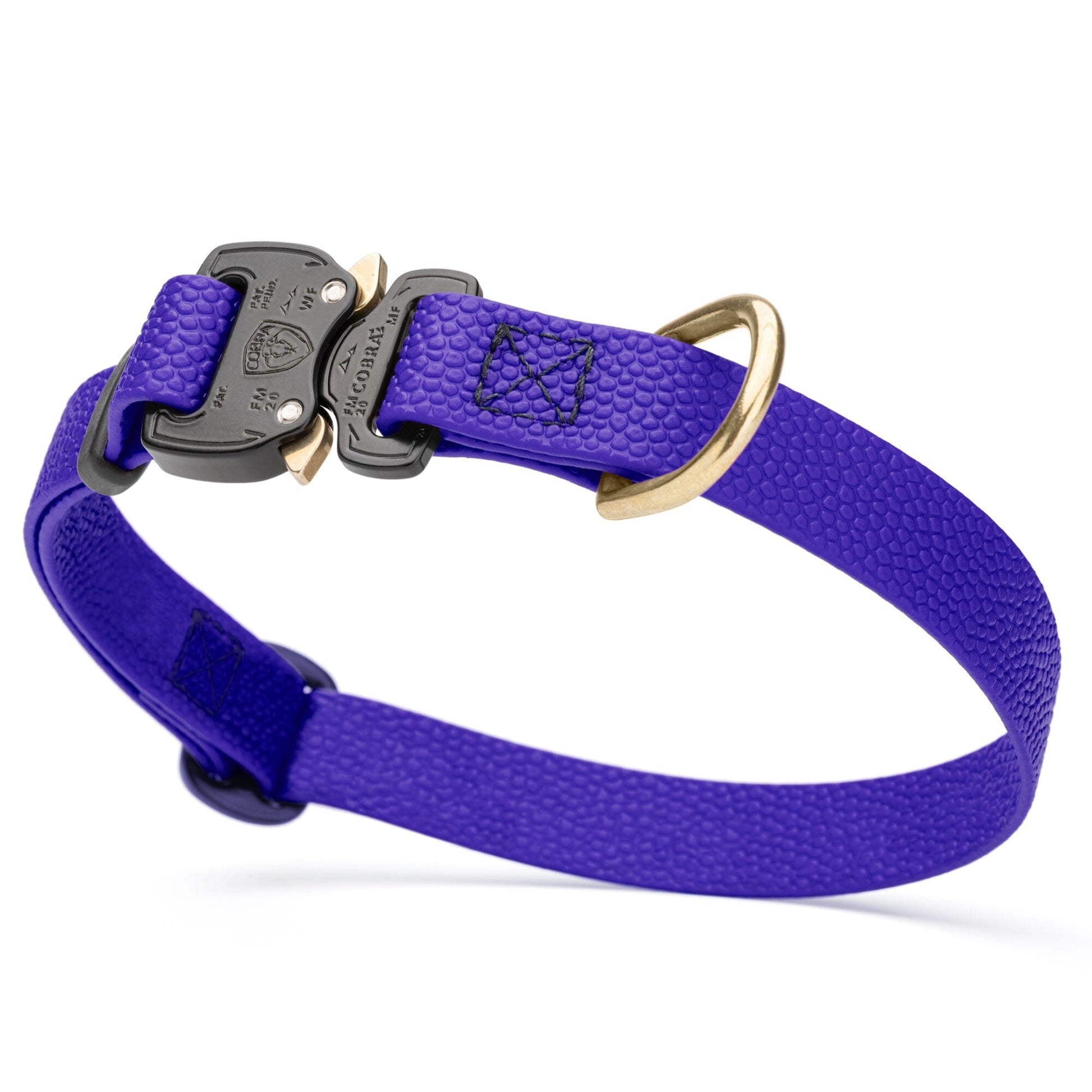 Dogline Pebble Emboss BioThane Dog Collar with Heavy Duty Cobra Buckle W 3 4" x L 12-19" Blueberry Royal Dog Collars Dogline