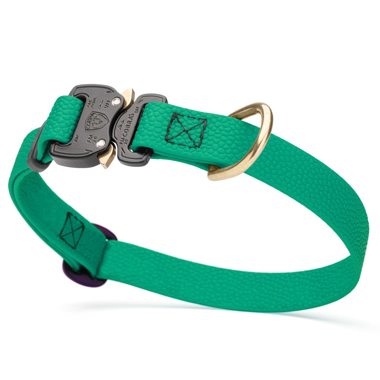 Dogline Pebble Emboss BioThane Dog Collar with Heavy Duty Cobra Buckle W 3 4" x L 12-19" Teal Dog Collars Dogline