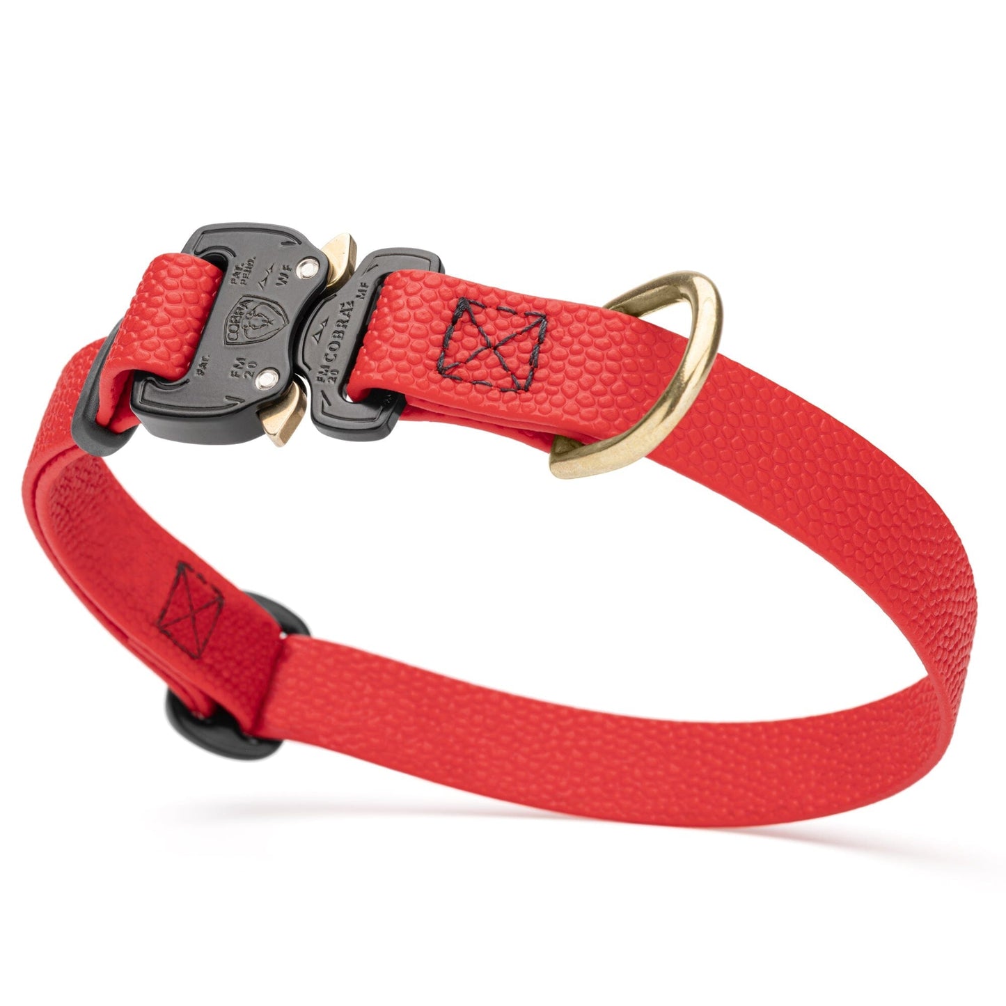 Dogline Pebble Emboss BioThane Dog Collar with Heavy Duty Cobra Buckle W 3 4" x L 12-19" Cherry Red Dog Collars Dogline