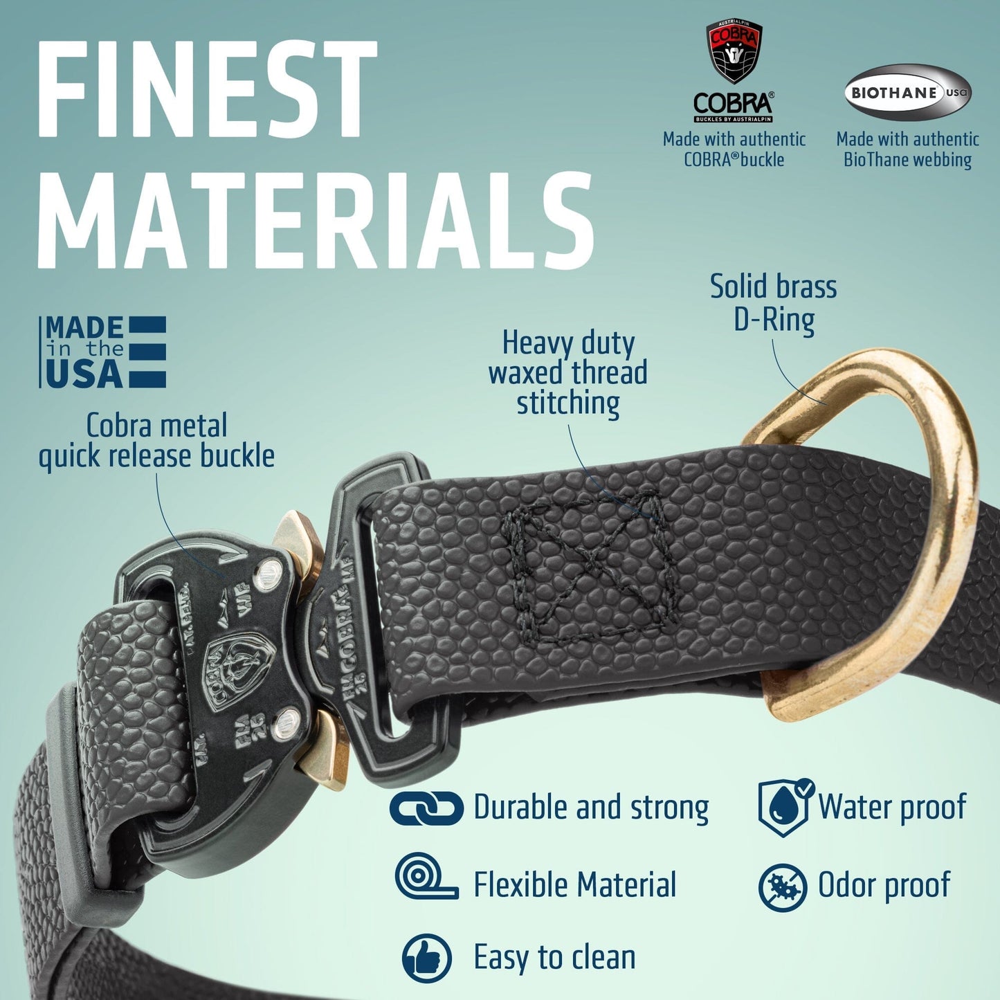Dogline Pebble Emboss BioThane Dog Collar with Heavy Duty Cobra Buckle Dog Collars Dogline