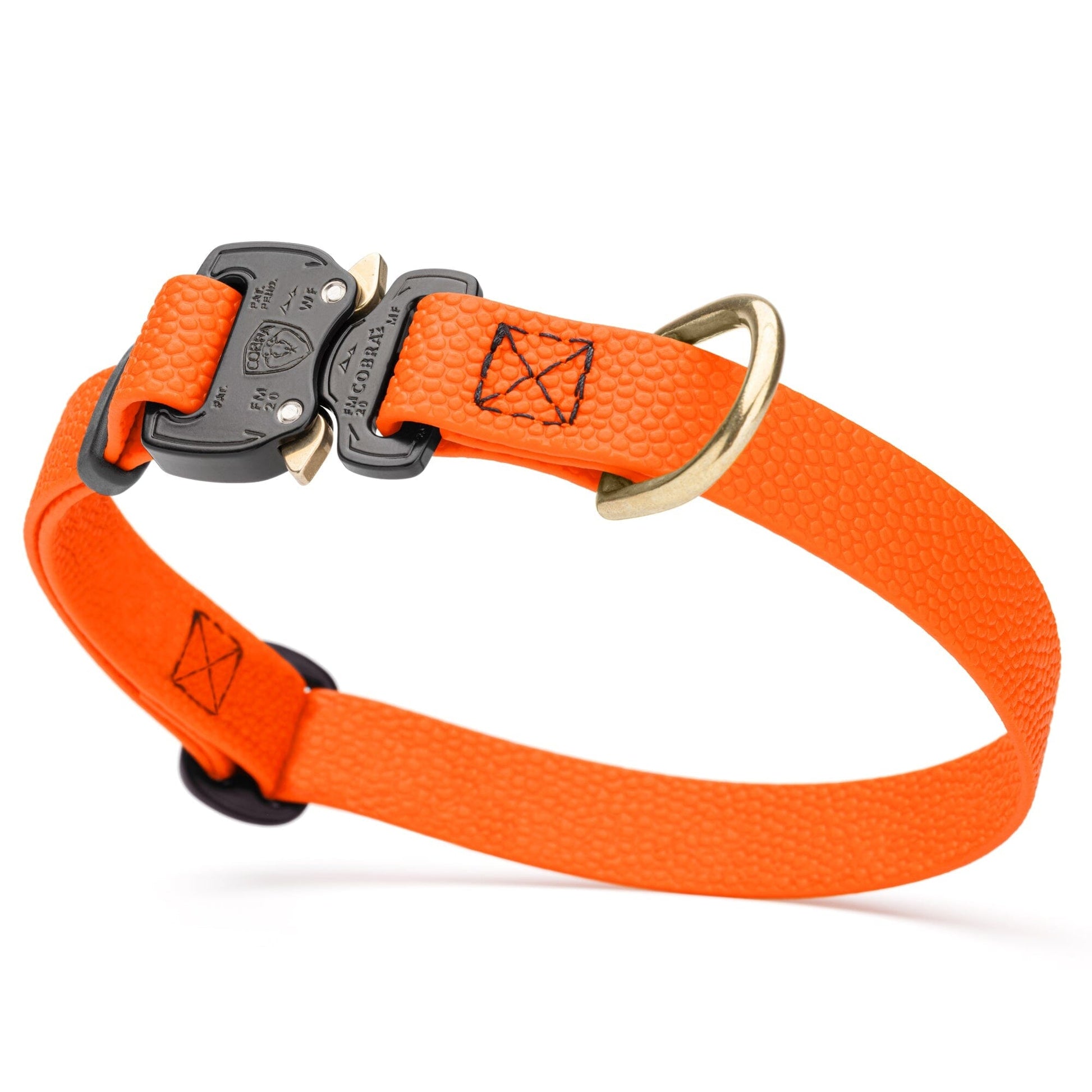 Dogline Pebble Emboss BioThane Dog Collar with Heavy Duty Cobra Buckle W 3 4" x L 12-19" Hunter Orange Dog Collars Dogline