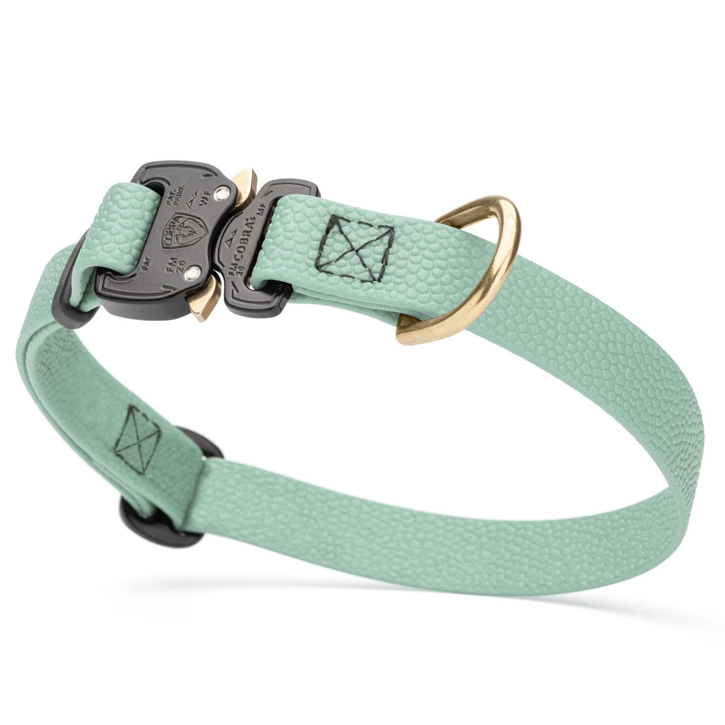 Dogline Pebble Emboss BioThane Dog Collar with Heavy Duty Cobra Buckle W 3 4" x L 12-19" Sage Green Dog Collars Dogline