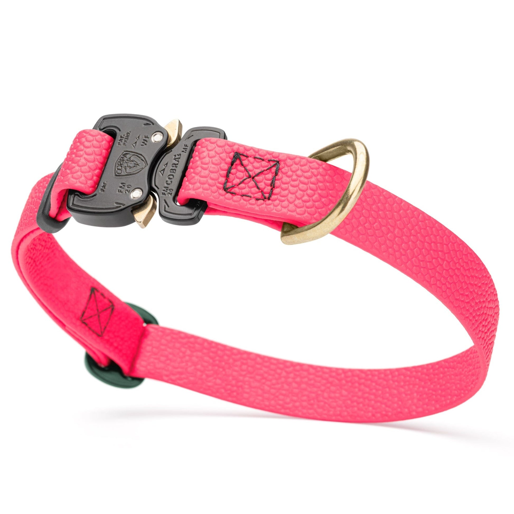 Dogline Pebble Emboss BioThane Dog Collar with Heavy Duty Cobra Buckle W 3 4" x L 12-19" Hot Pink Dog Collars Dogline