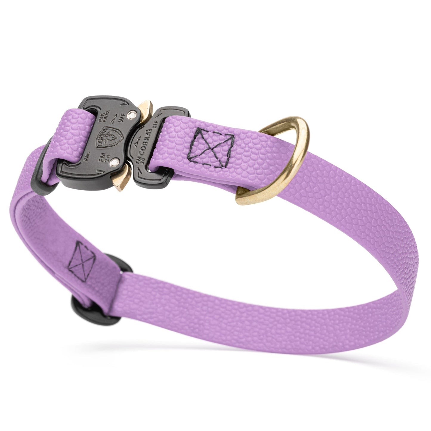 Dogline Pebble Emboss BioThane Dog Collar with Heavy Duty Cobra Buckle W 3 4" x L 12-19" Amethyst Purple Dog Collars Dogline