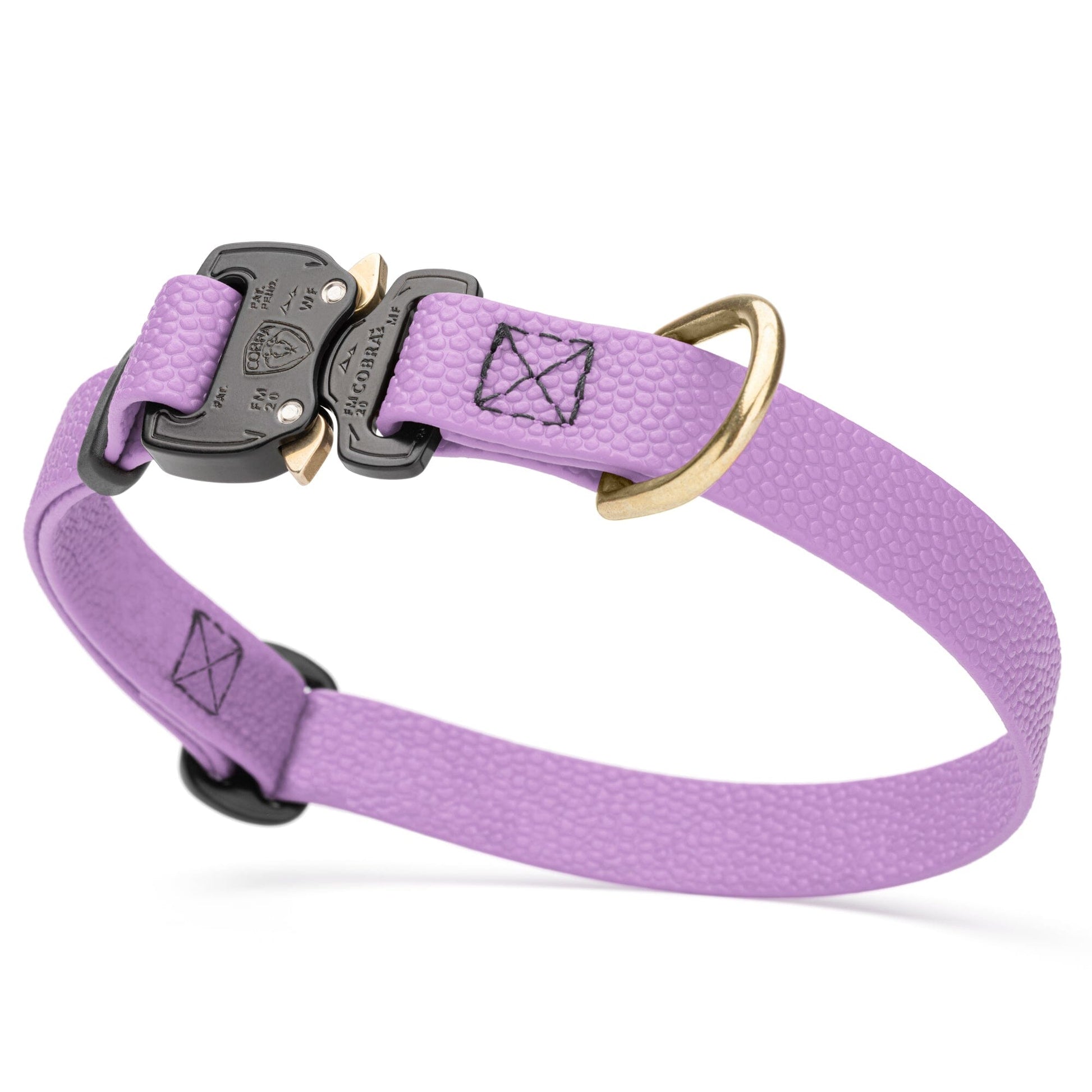 Dogline Pebble Emboss BioThane Dog Collar with Heavy Duty Cobra Buckle W 3 4" x L 12-19" Amethyst Purple Dog Collars Dogline