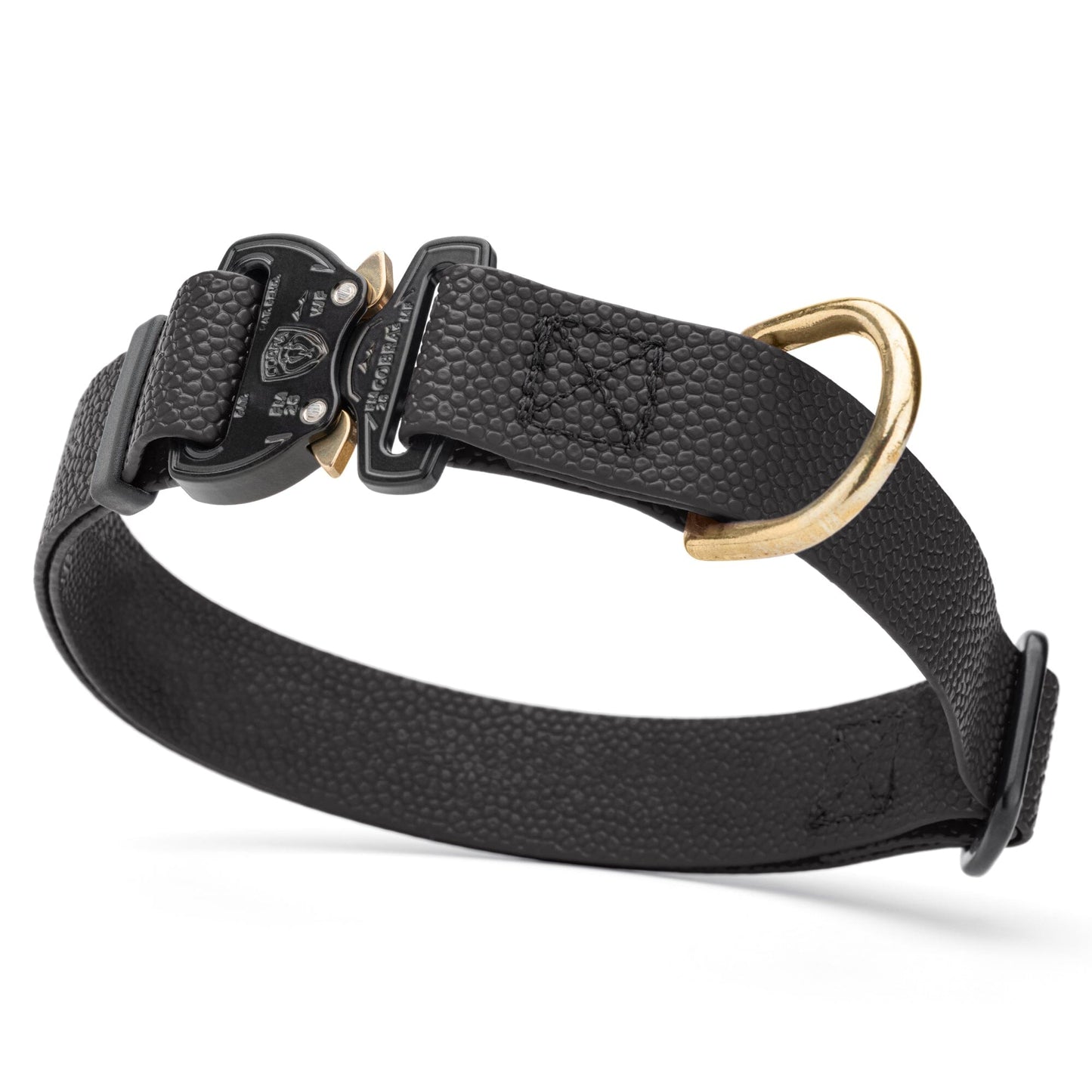 Dogline Pebble Emboss BioThane Dog Collar with Heavy Duty Cobra Buckle W 1" x L 15-25" Black Dog Collars Dogline