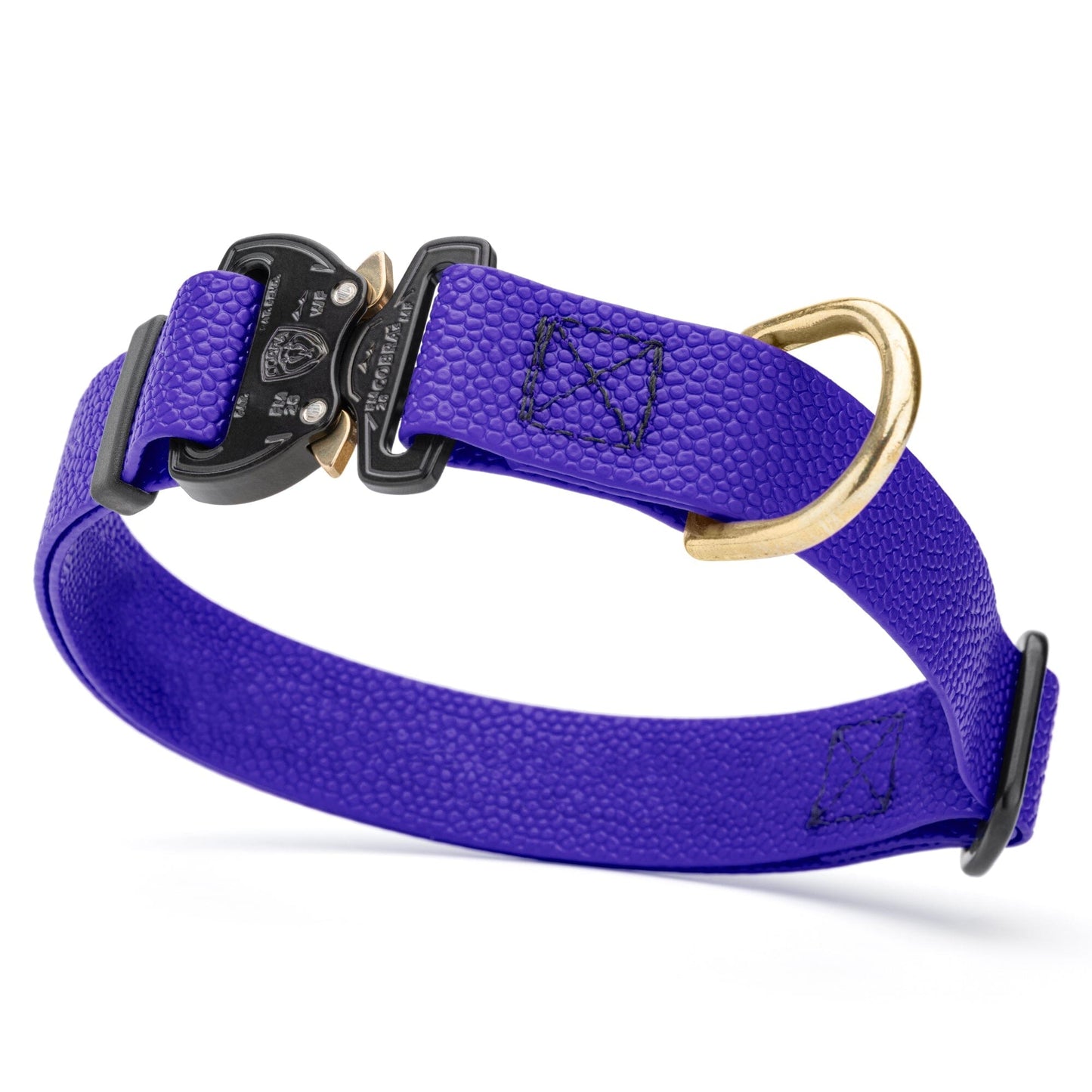 Dogline Pebble Emboss BioThane Dog Collar with Heavy Duty Cobra Buckle W 1" x L 15-25" Blueberry Royal Dog Collars Dogline