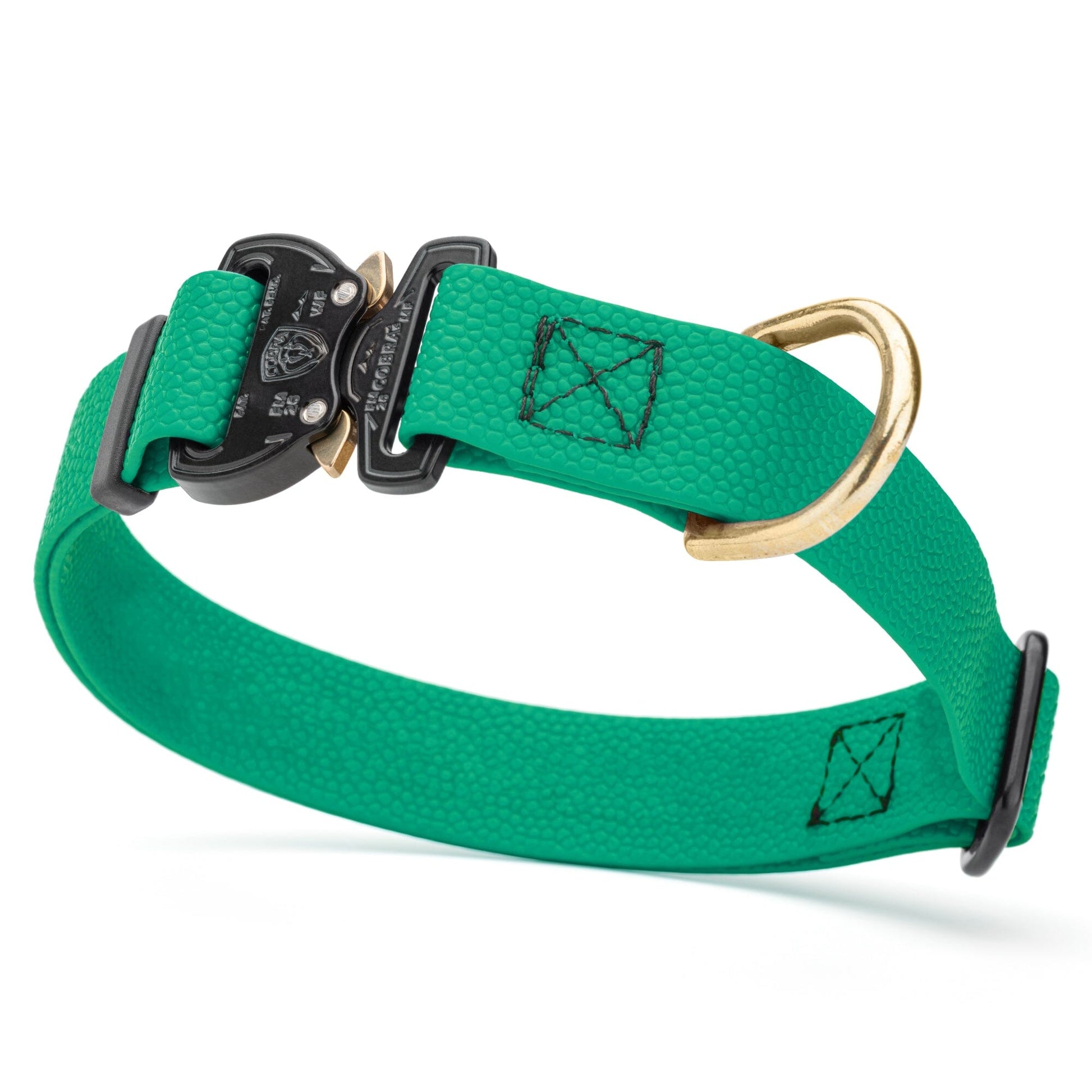 Dogline Pebble Emboss BioThane Dog Collar with Heavy Duty Cobra Buckle W 1" x L 15-25" Teal Dog Collars Dogline