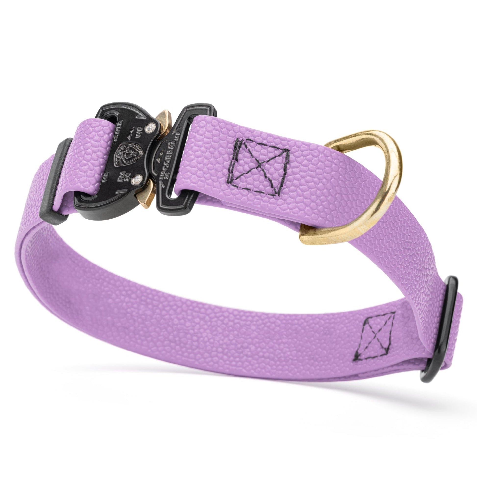 Dogline Pebble Emboss BioThane Dog Collar with Heavy Duty Cobra Buckle W 1" x L 15-25" Amethyst Purple Dog Collars Dogline