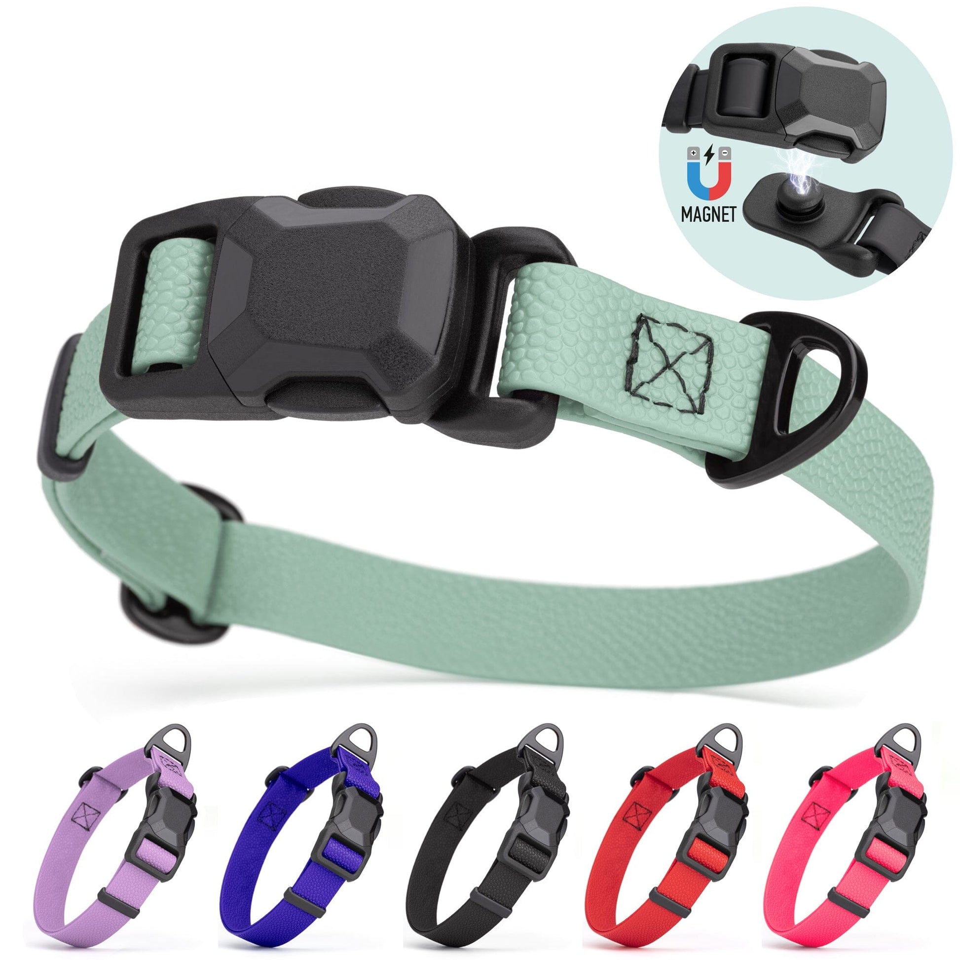Dogline Pebble Emboss Biothane Dog Collar with Magnetic Buckle Dog Collars Dogline