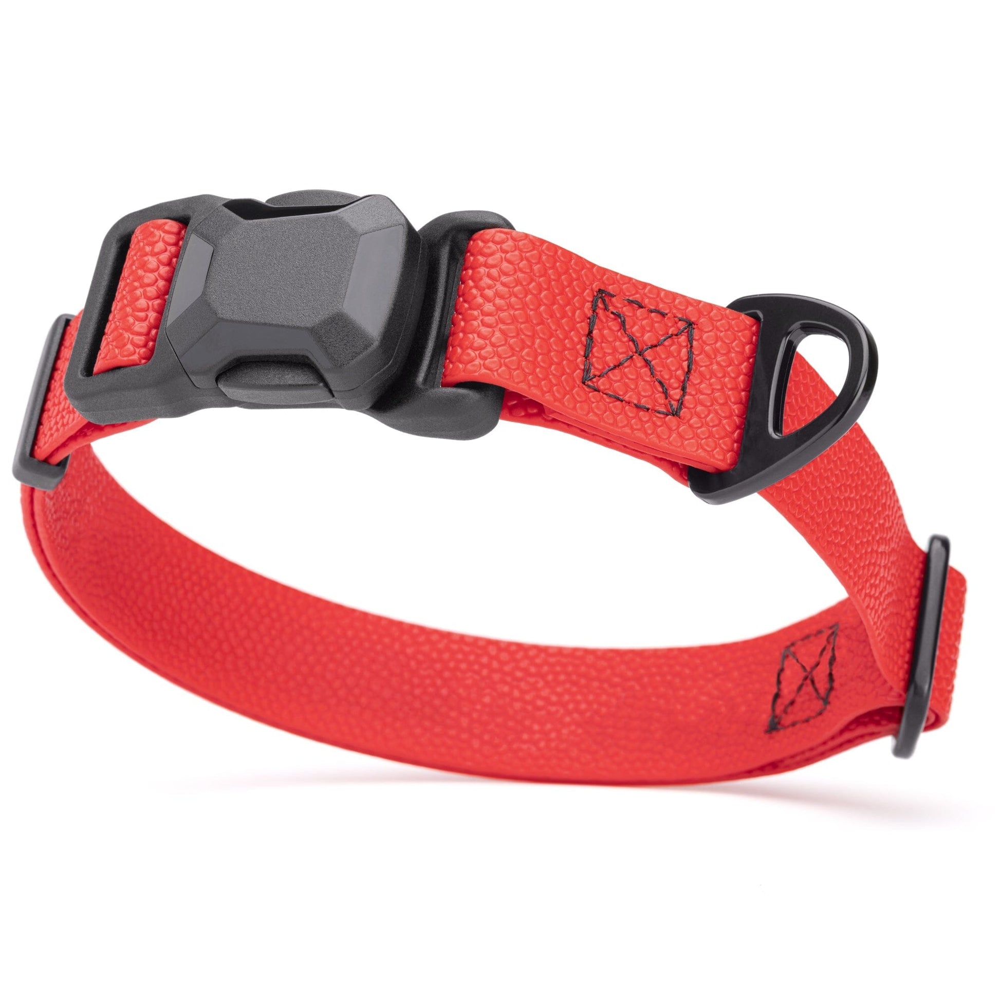 Dogline Pebble Emboss Biothane Dog Collar with Magnetic Buckle W 1" x L 15-25" Cherry Red Dog Collars Dogline