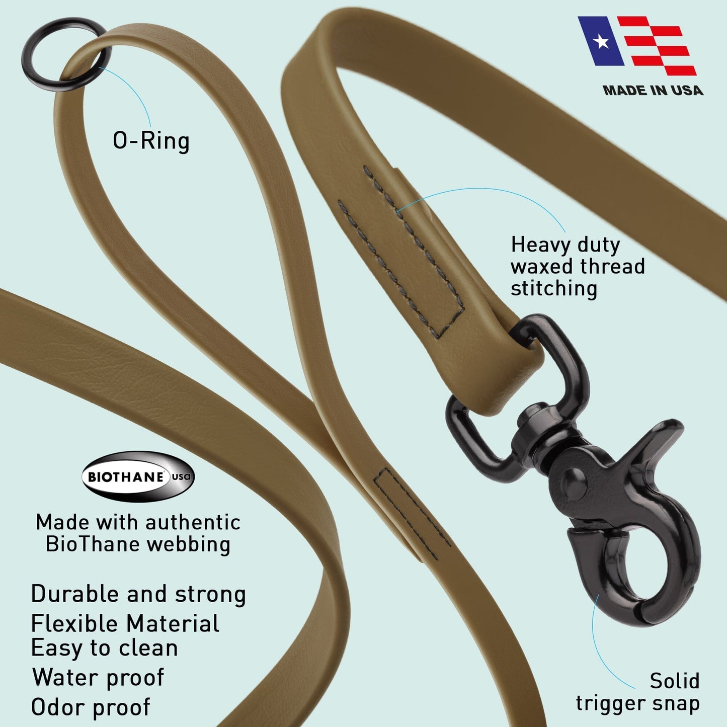 Biothane Dog Leash with Black Scissor Snap Dog Leashes Dogline