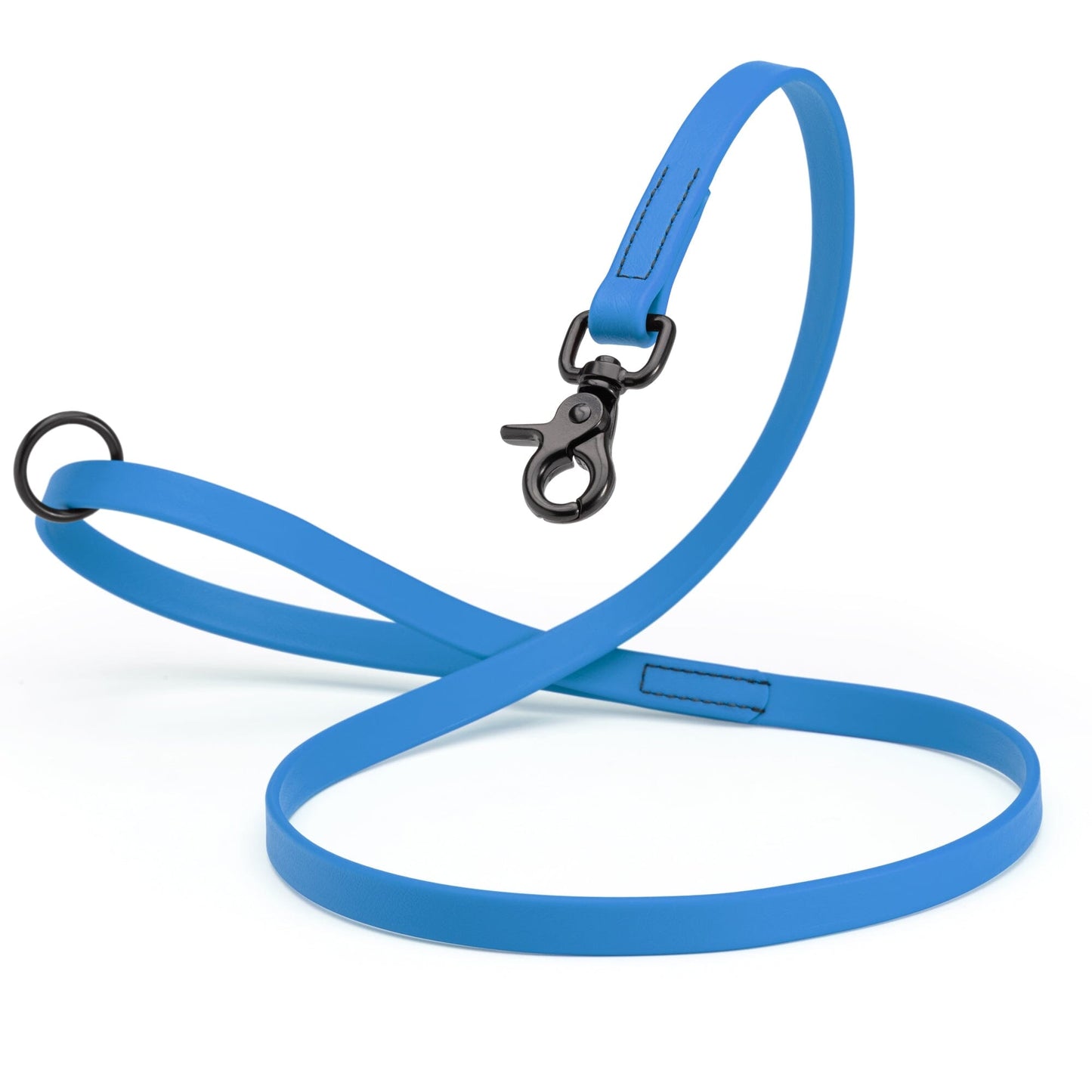 Biothane Dog Leash with Black Scissor Snap Cerulean Blue 5 8" Dog Leashes Dogline